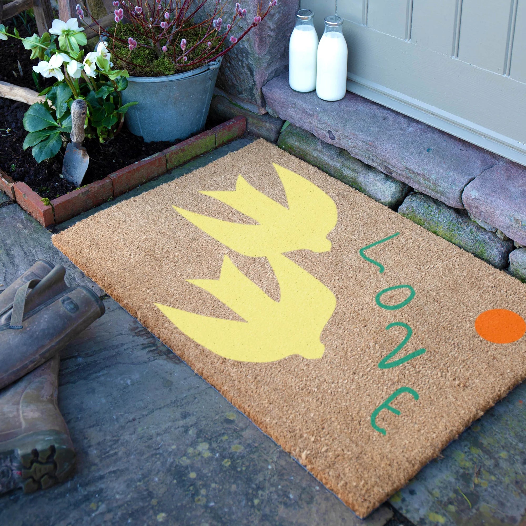 Elizabeth Olwen Swan Love Coir Doormat