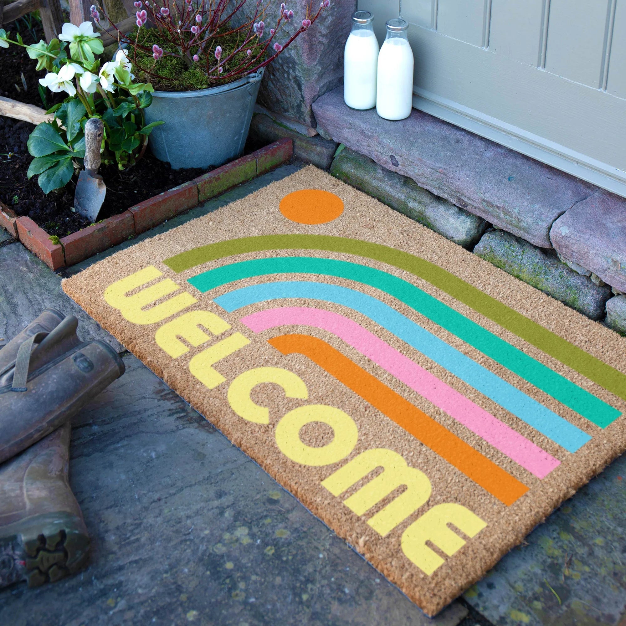 Elizabeth Olwen Welcome Rainbow Coir Doormat