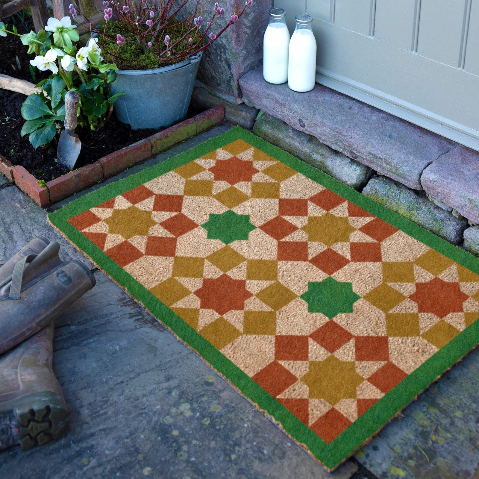 Green Moroccan Tile Pattern Doormat