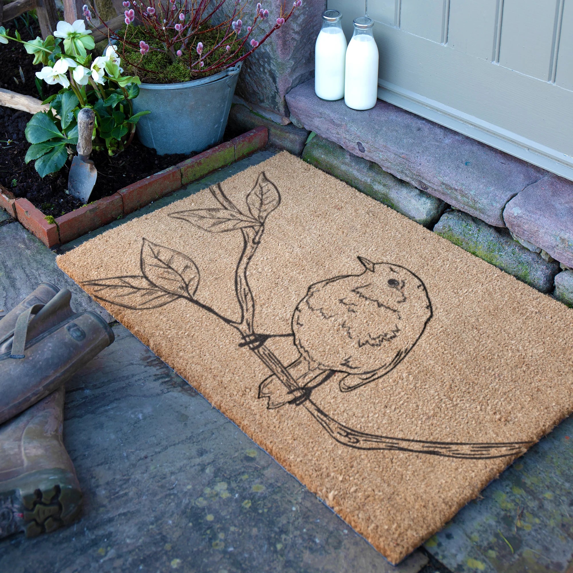 Pencil Robin Coir Doormat
