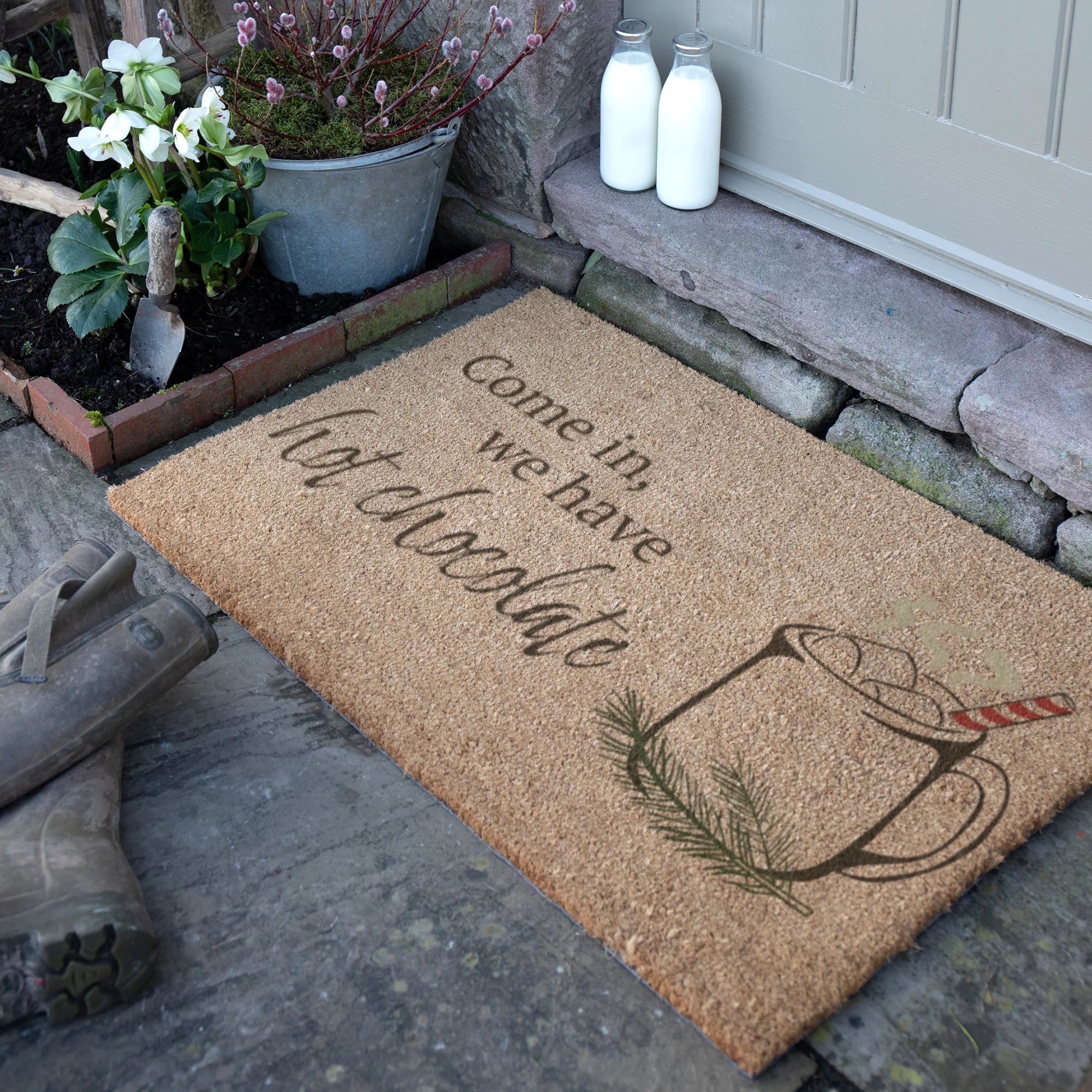 Come In, We Have Hot Chocolate Coir Doormat