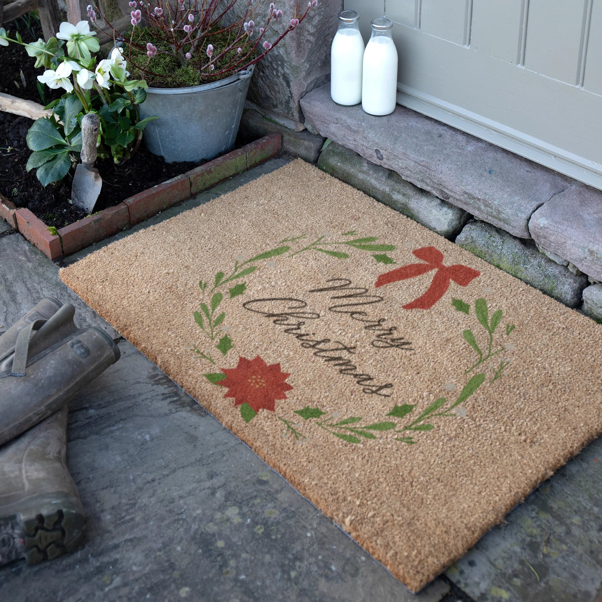 Winter Wreath Coir Doormat