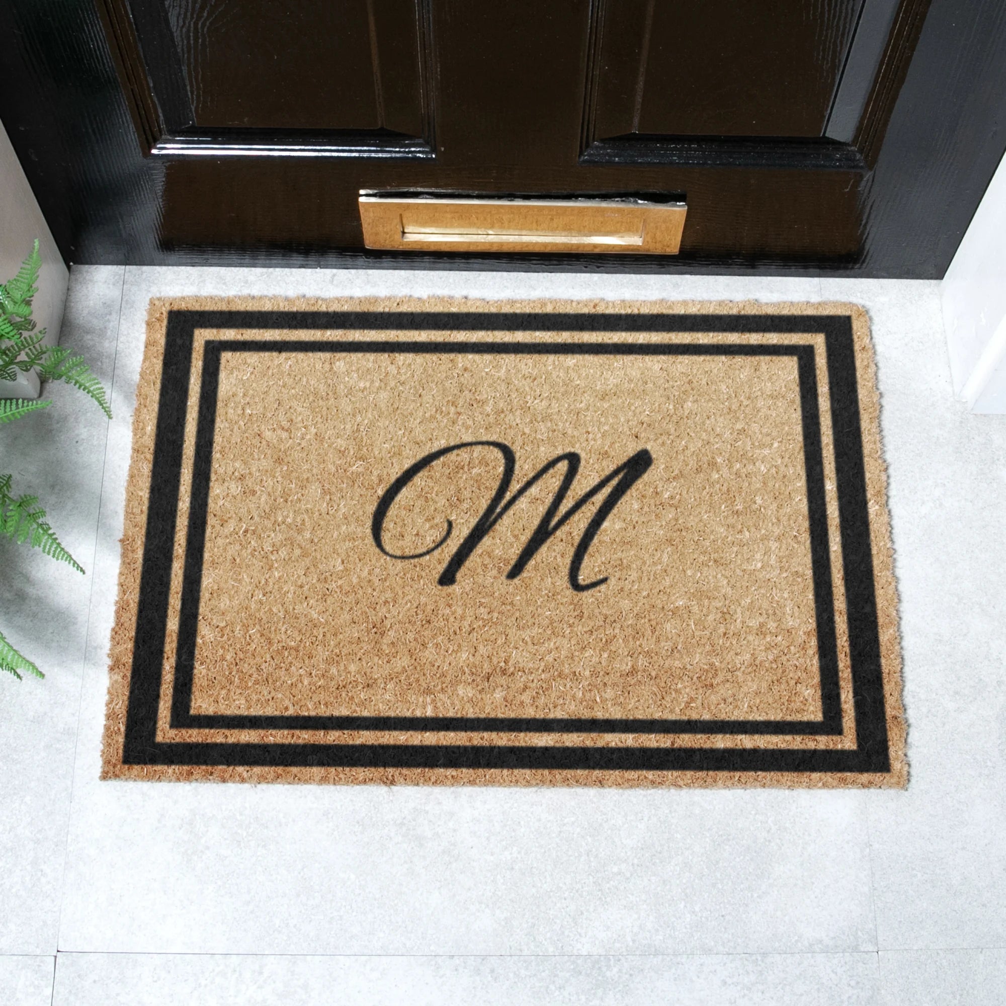 Handwriting Border Monogram Doormat