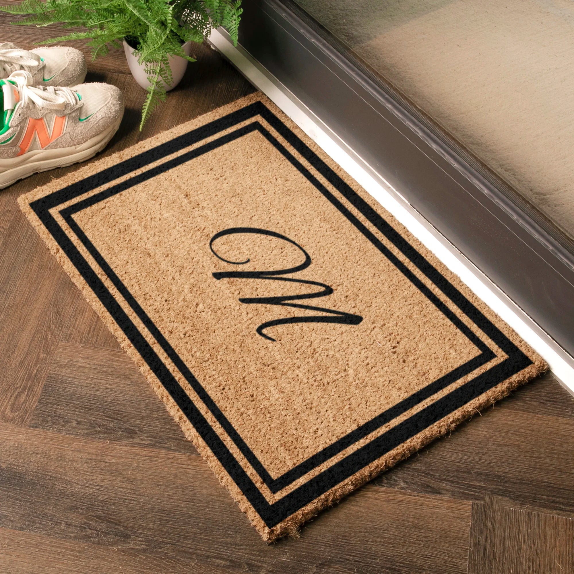 Handwriting Border Monogram Doormat