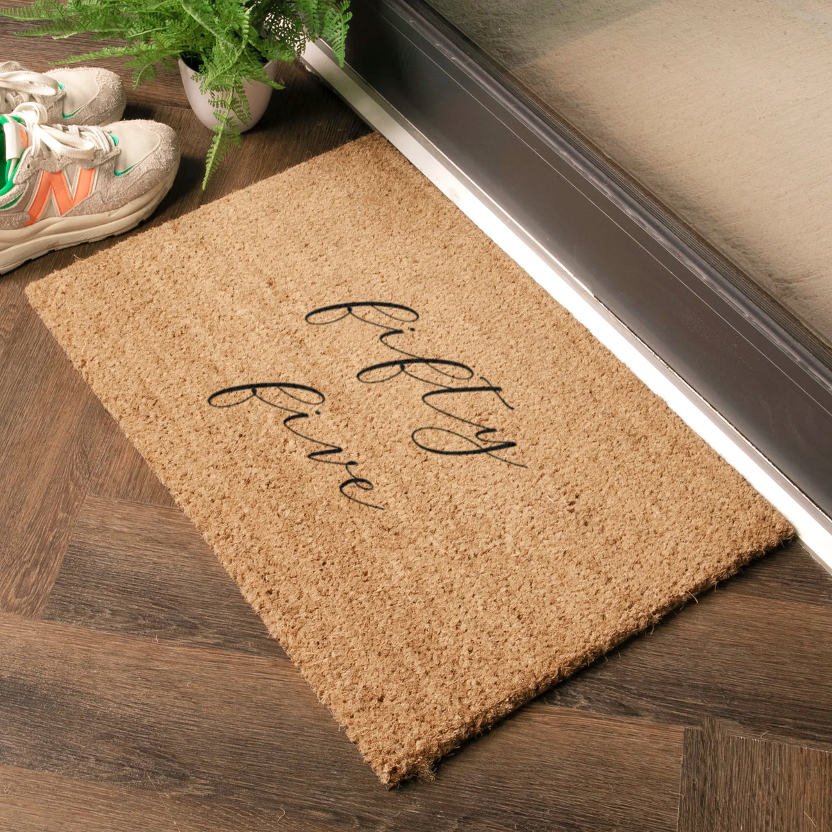 Coir custom door number text doormat