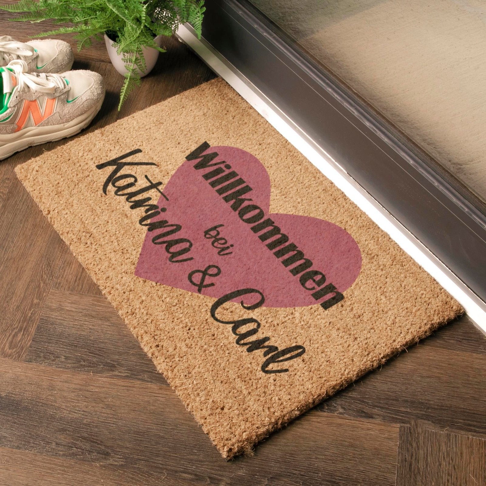 Willkommen Personalisierte Herz Namen Fußmatte Doormat (60 x 40cm)