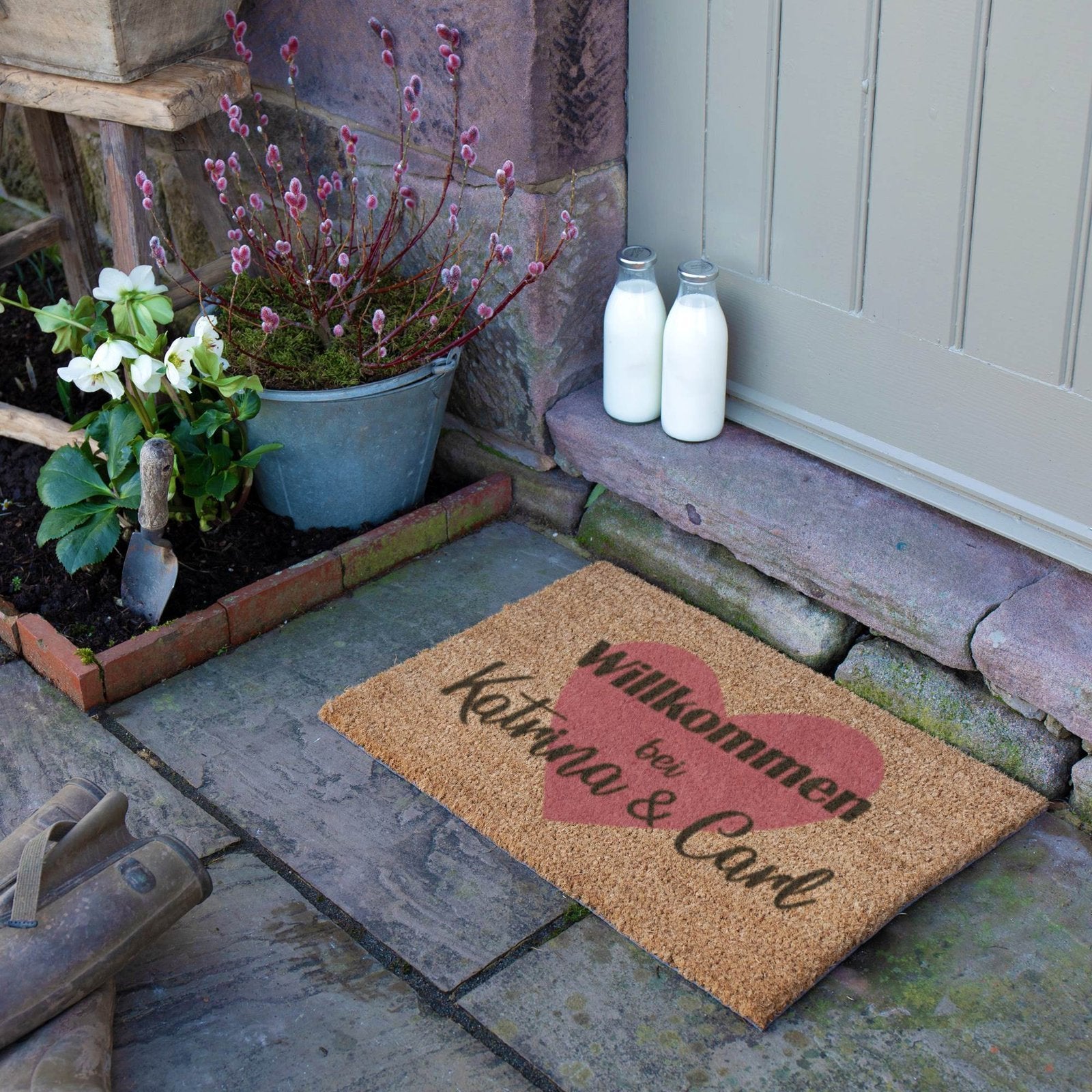 Willkommen Personalisierte Herz Namen Fußmatte Doormat (60 x 40cm)