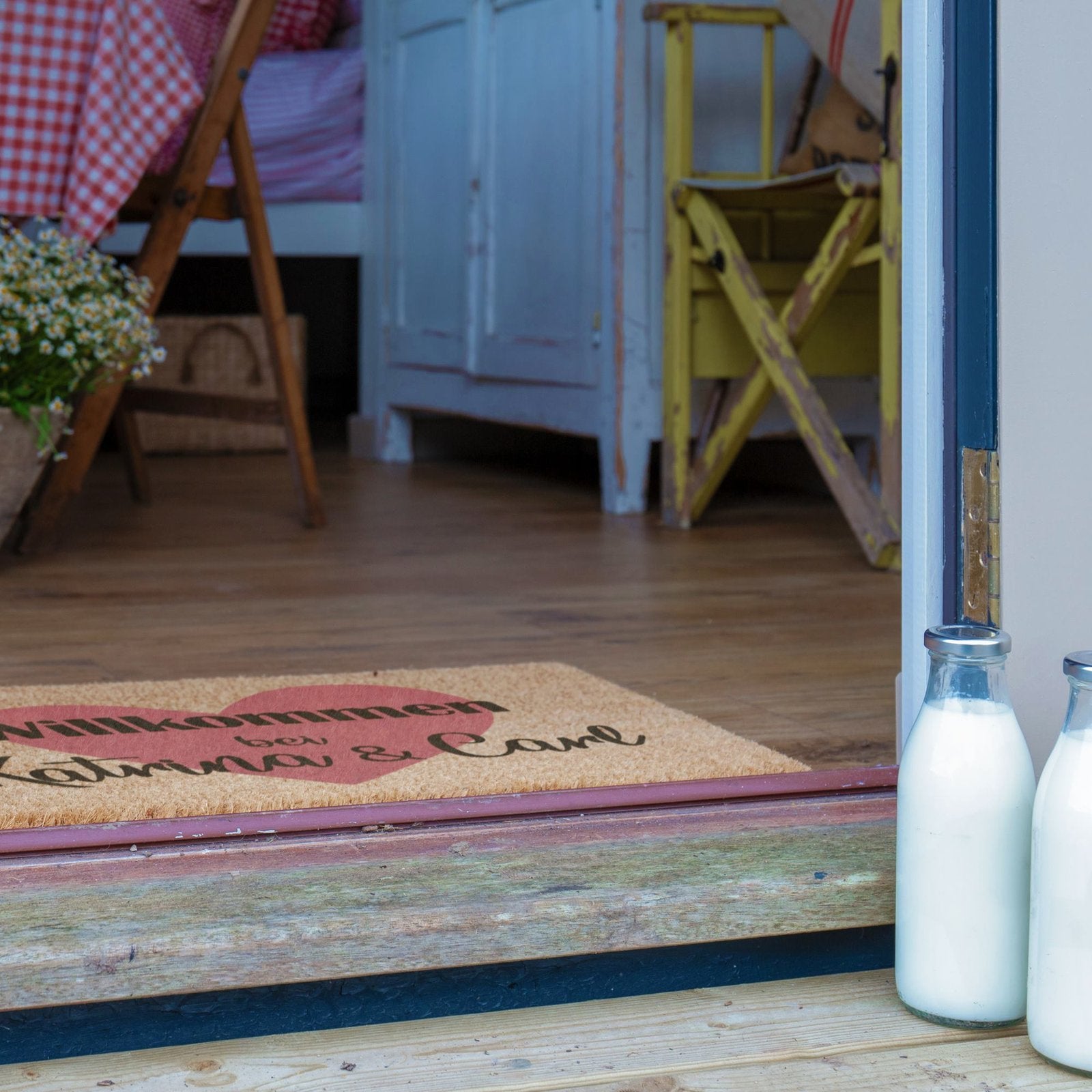 Willkommen Personalisierte Herz Namen Fußmatte Doormat (60 x 40cm)