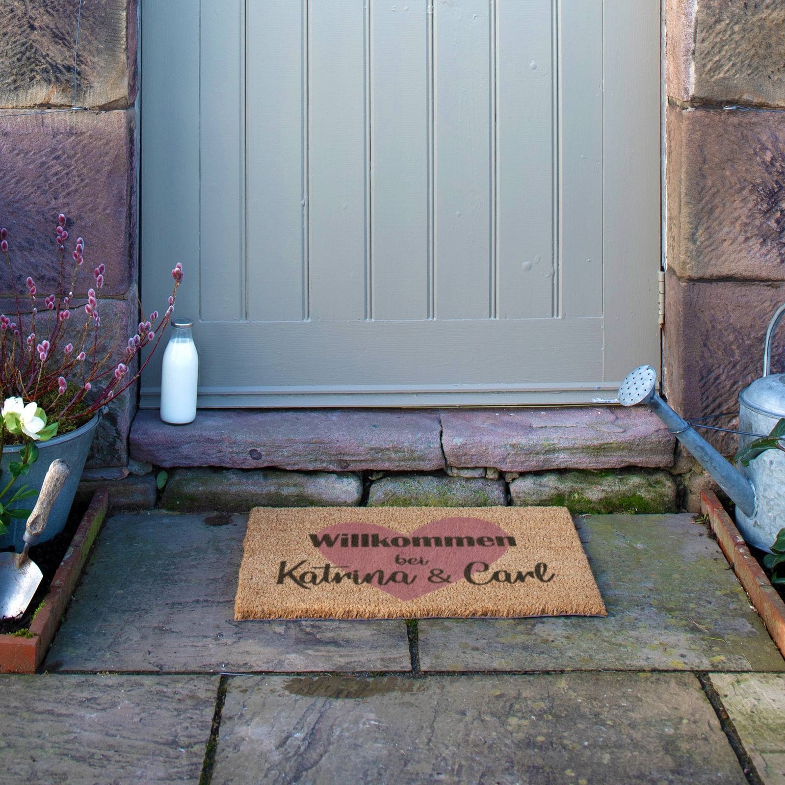 Willkommen Personalisierte Herz Namen Fußmatte Doormat (60 x 40cm)