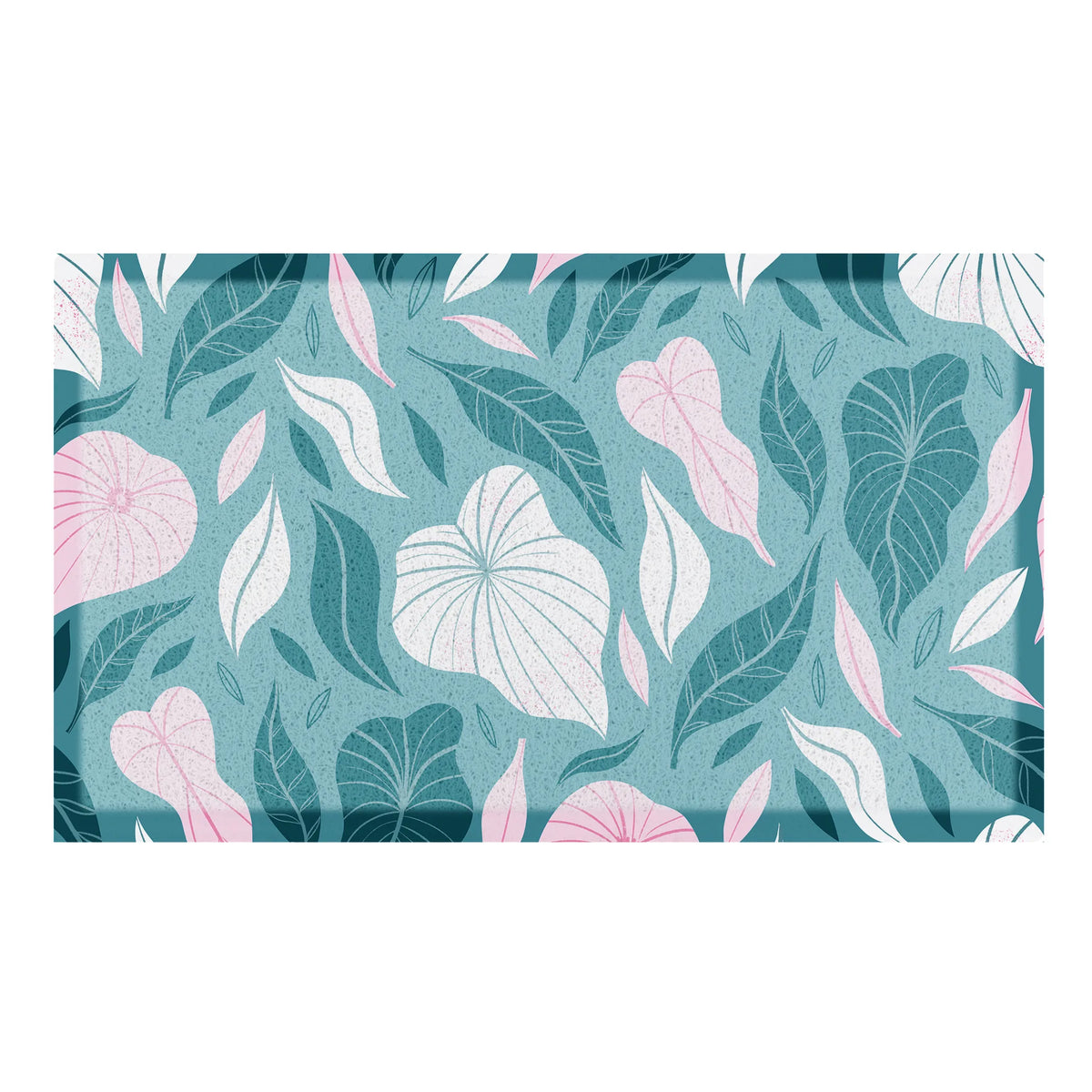 Blue Tropical Floral Pattern Doormat x Melissa Donne