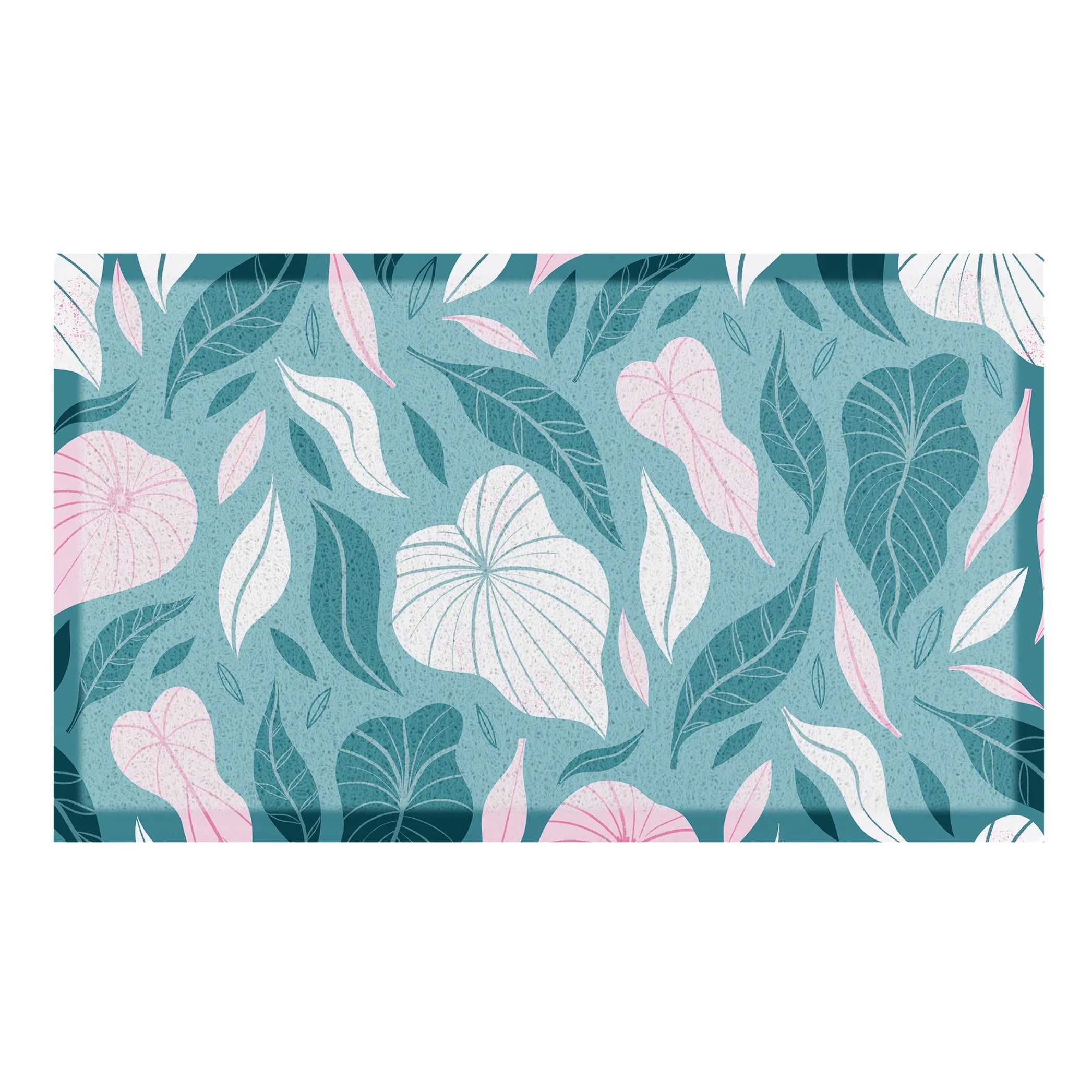 Blue Tropical Floral Pattern Doormat x Melissa Donne