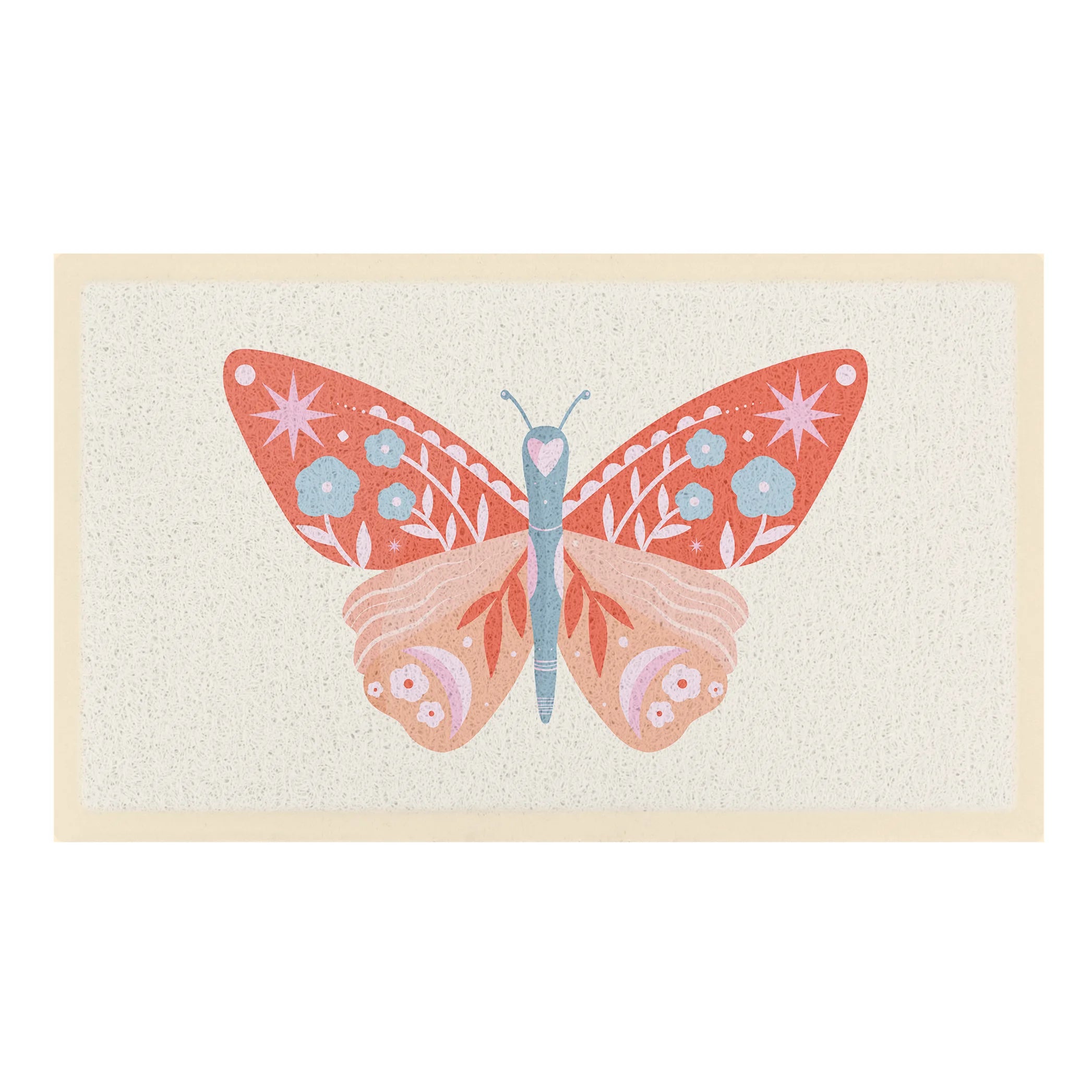 Orange Flower Butterfly Doormat x Melissa Donne