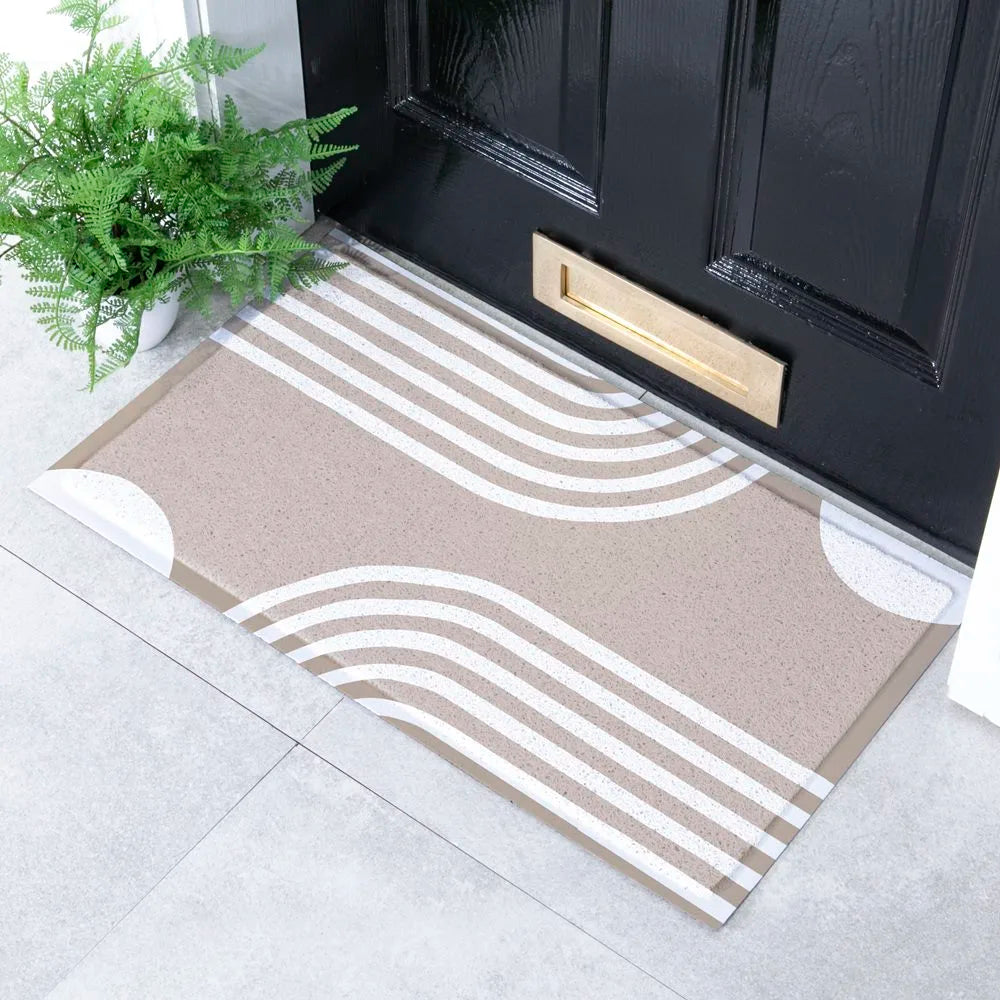 Beige Abstract Lines Indoor & Outdoor Doormat