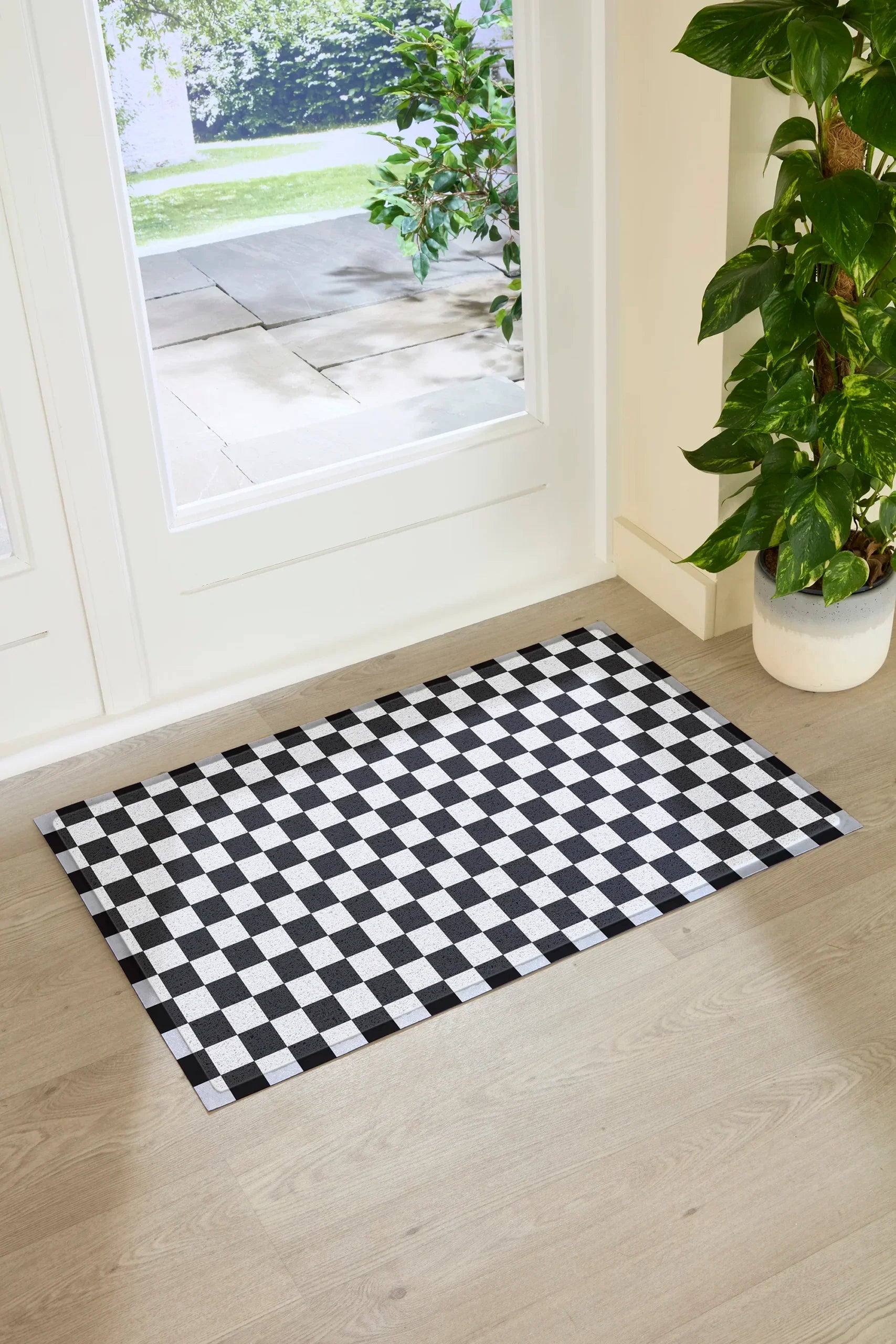 Black Checkerboard Doormat