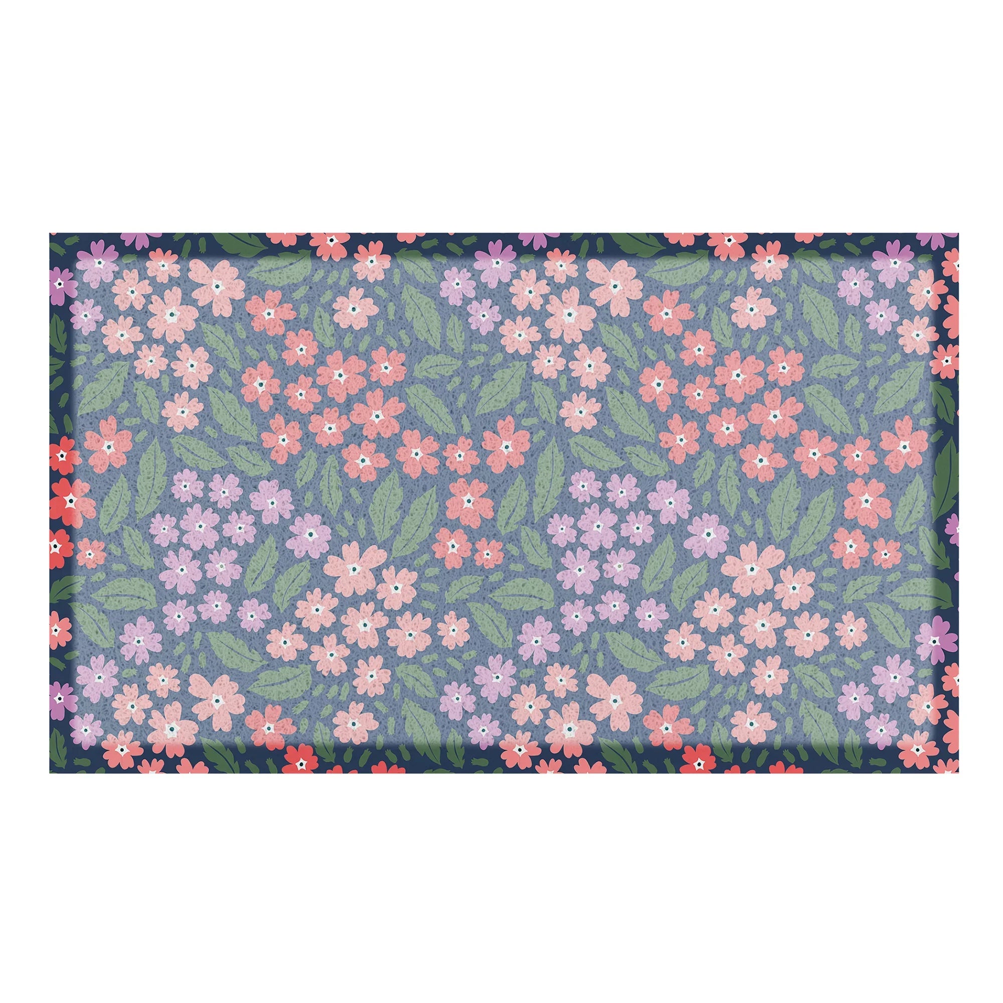 Blue & Pink Floral Doormat