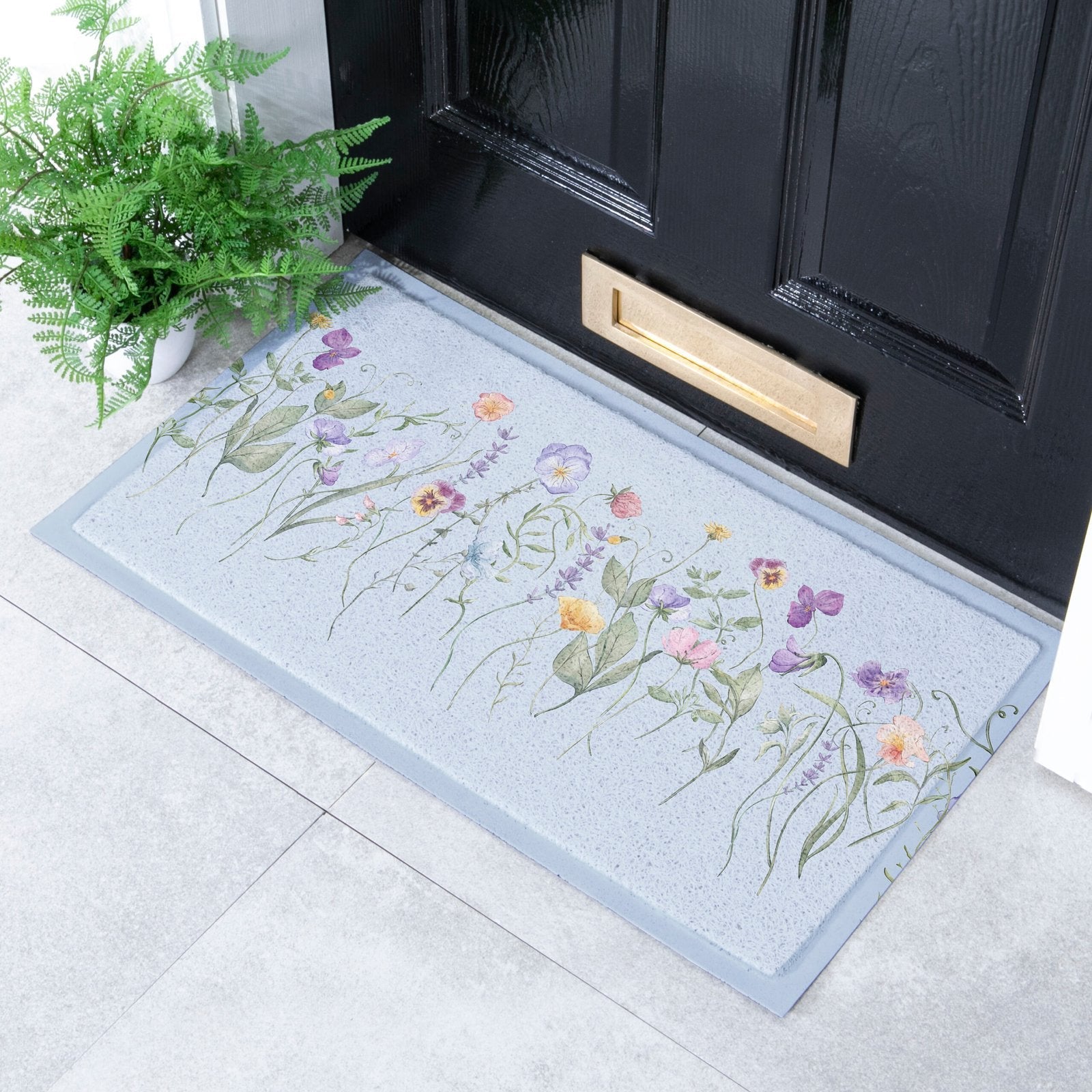 Blue Wild Flowers Doormat