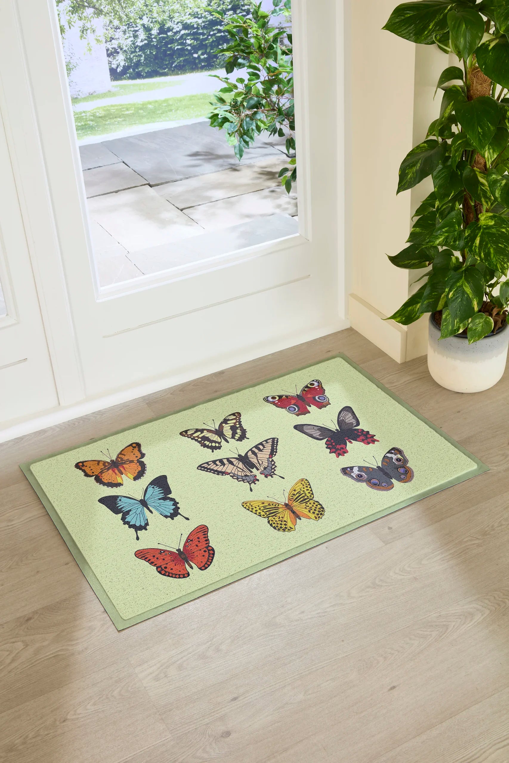 Lime Coloured Butterfly Doormat