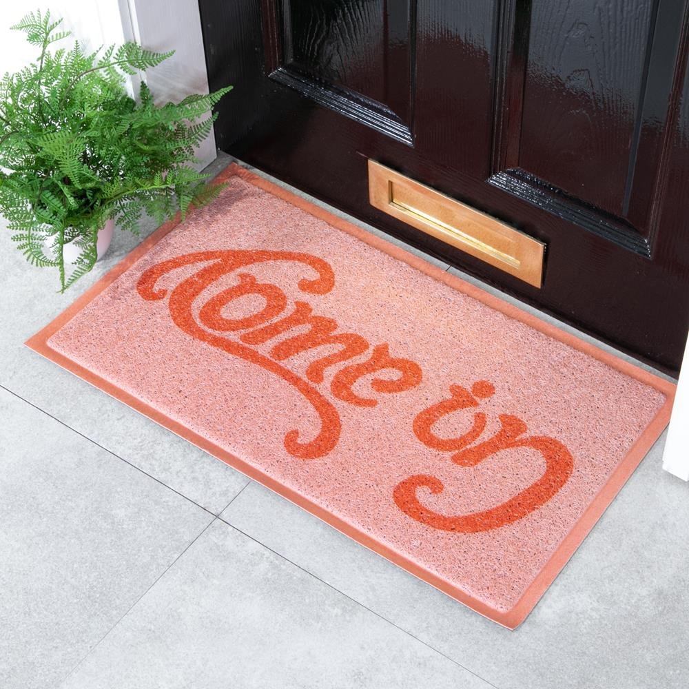 Pink Come in Go Away Doormat