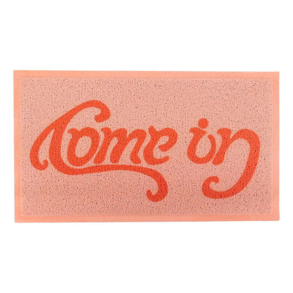 Pink Come in Go Away Doormat