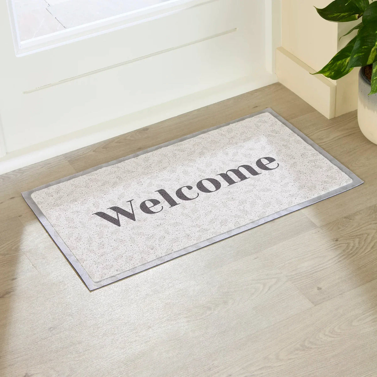 Welcome Cream Leaf Doormat