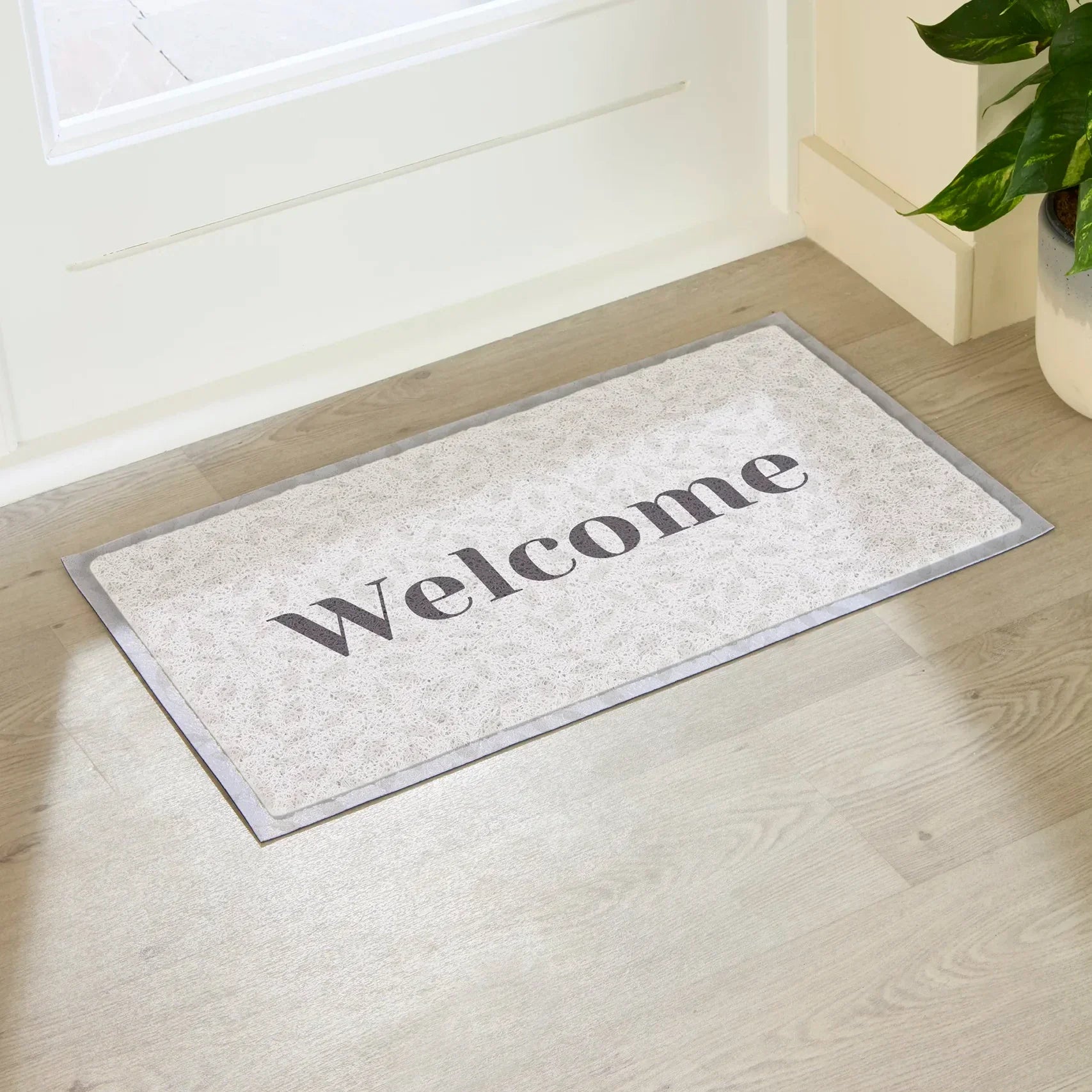 Welcome Cream Leaf Doormat