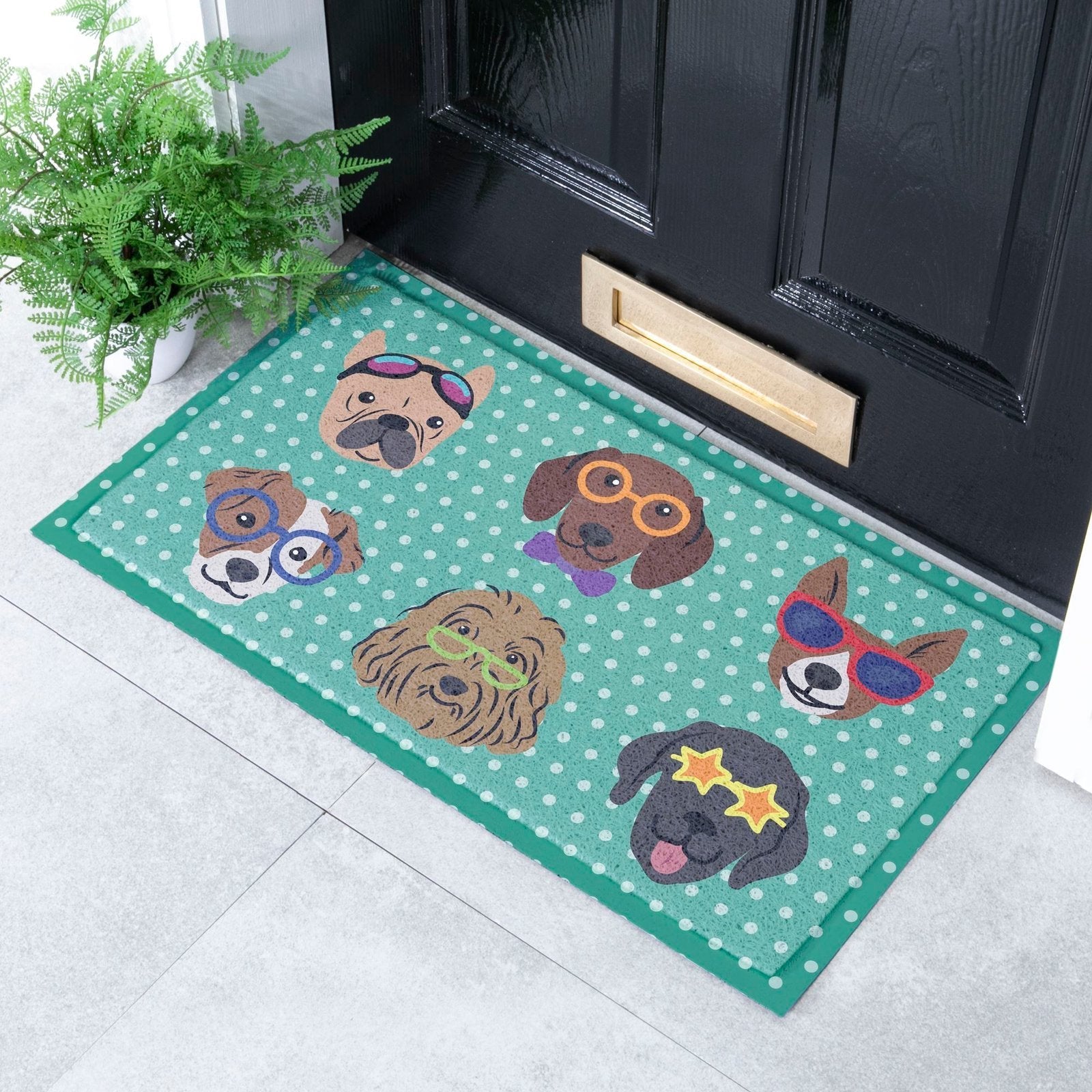 Dogs on Polka Dots Doormat