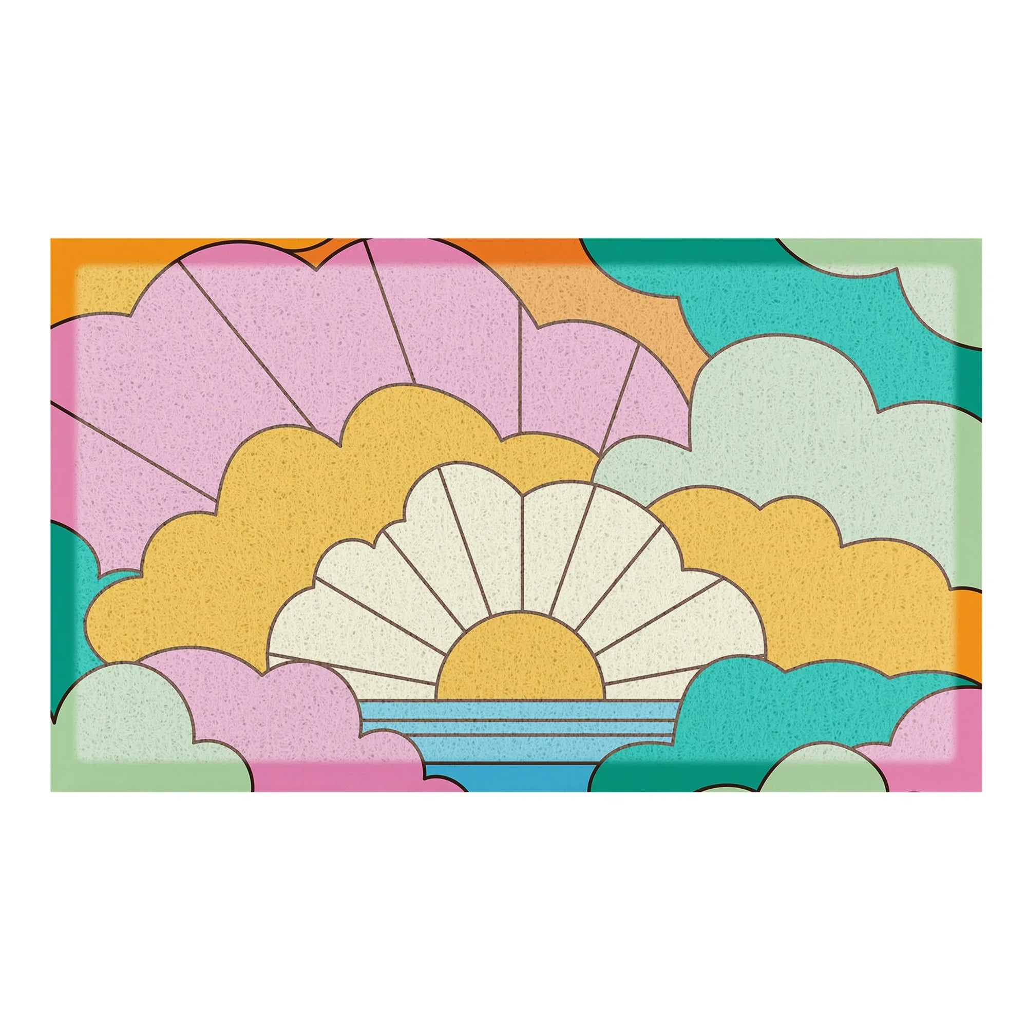 Elizabeth Olwen Retro Clouds Indoor/Outdoor Doormat