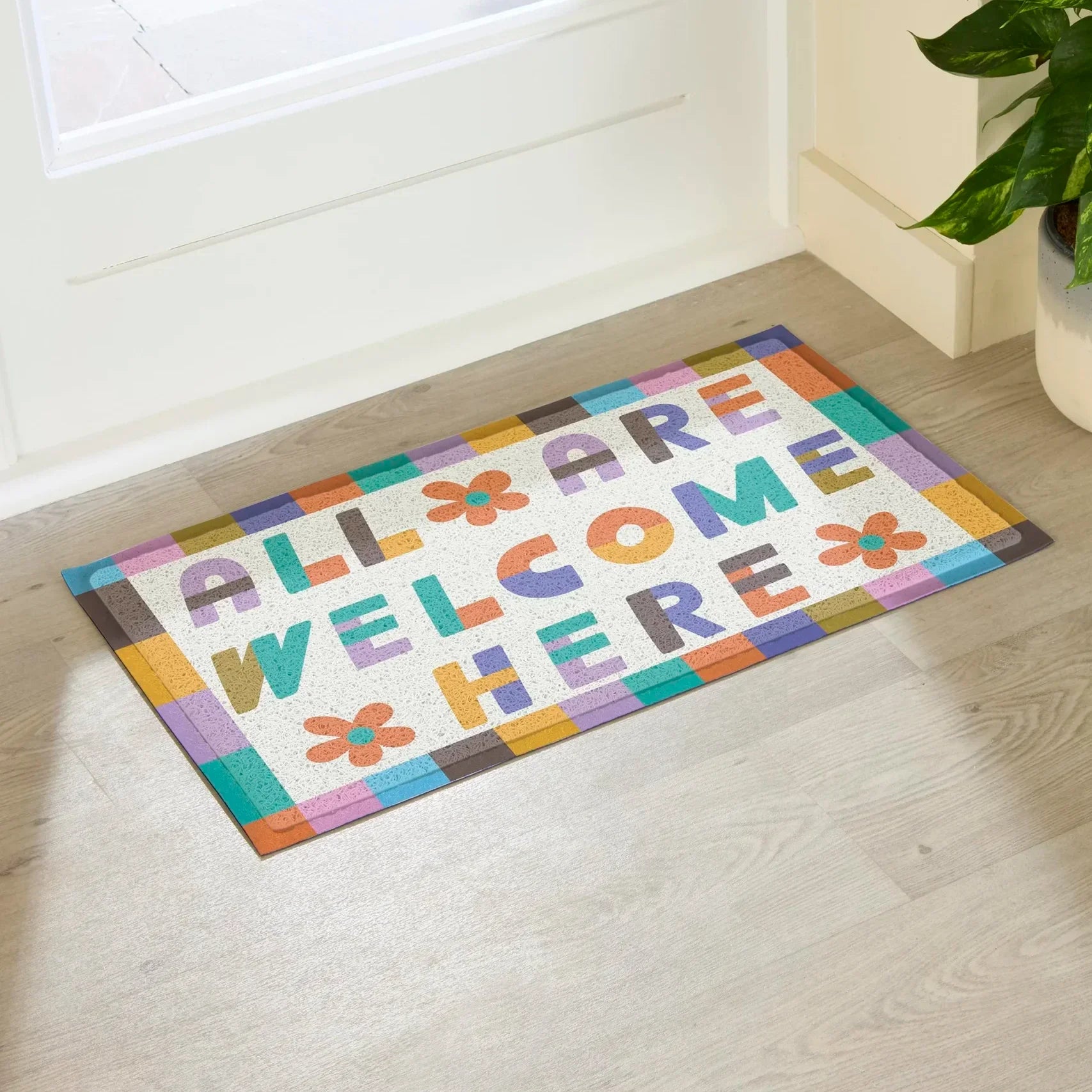Elizabeth Olwen All Are Welcome Here Indoor/Outdoor Doormat