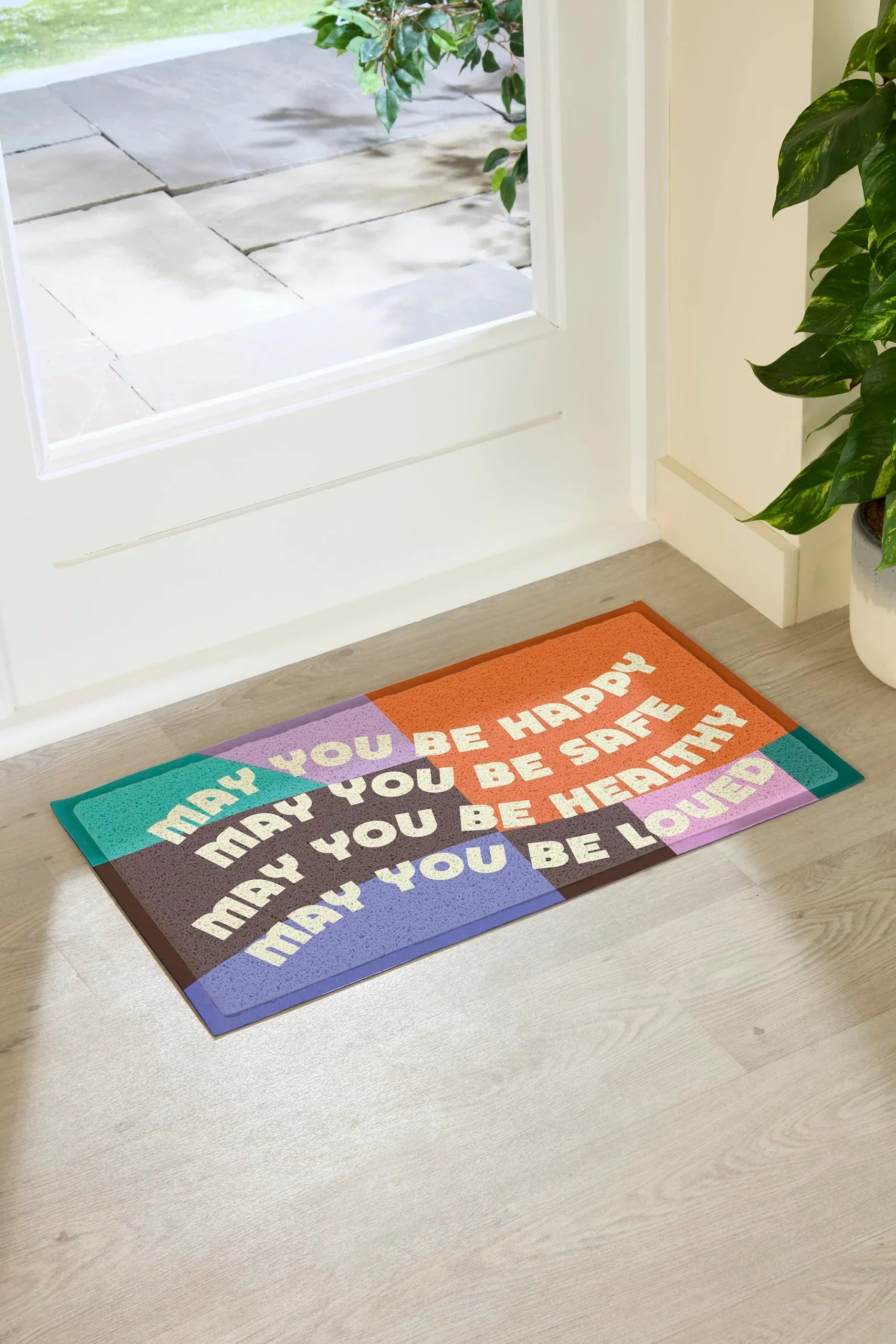 Elizabeth Olwen May You Be Happy Indoor/Outdoor Doormat