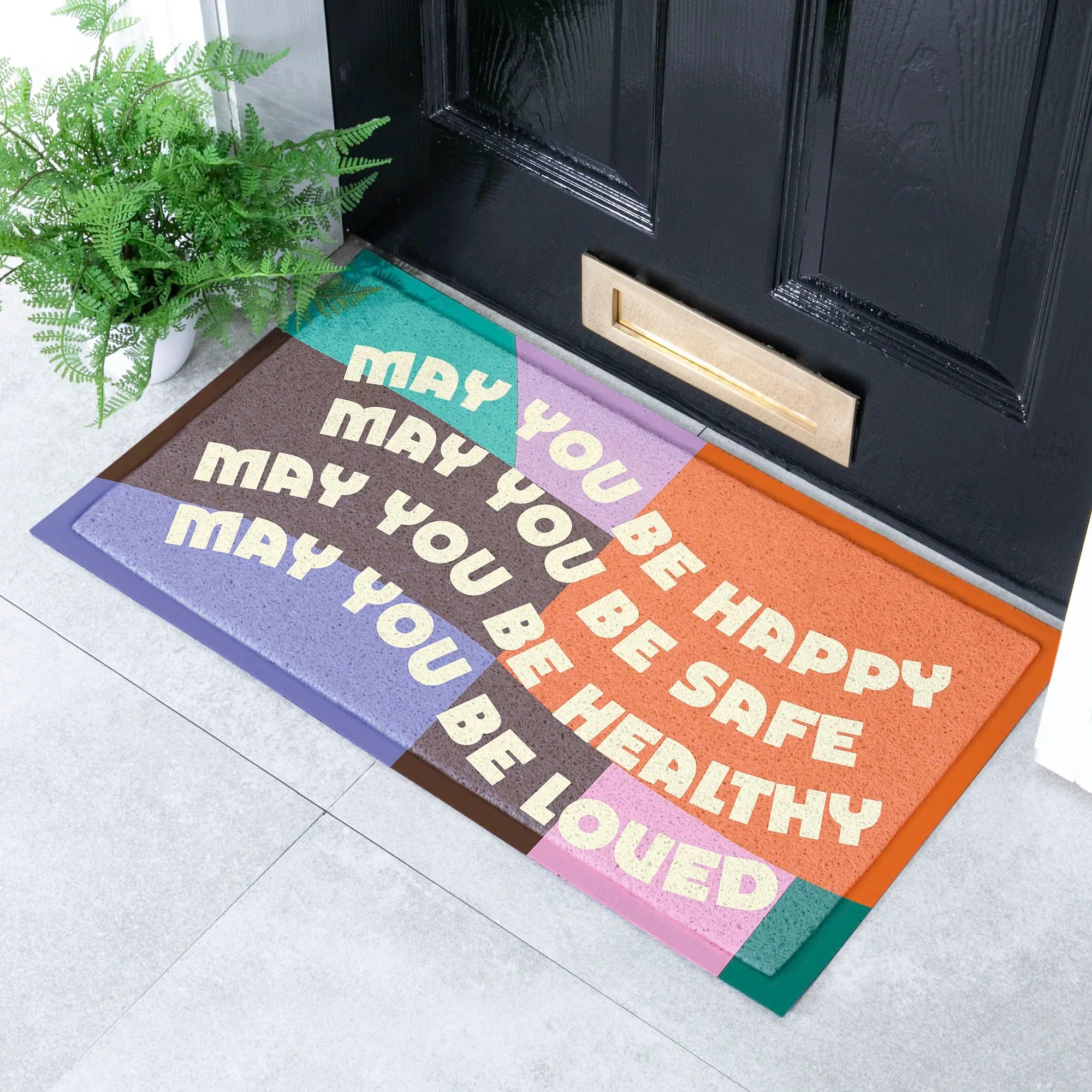 Elizabeth Olwen May You Be Happy Indoor/Outdoor Doormat