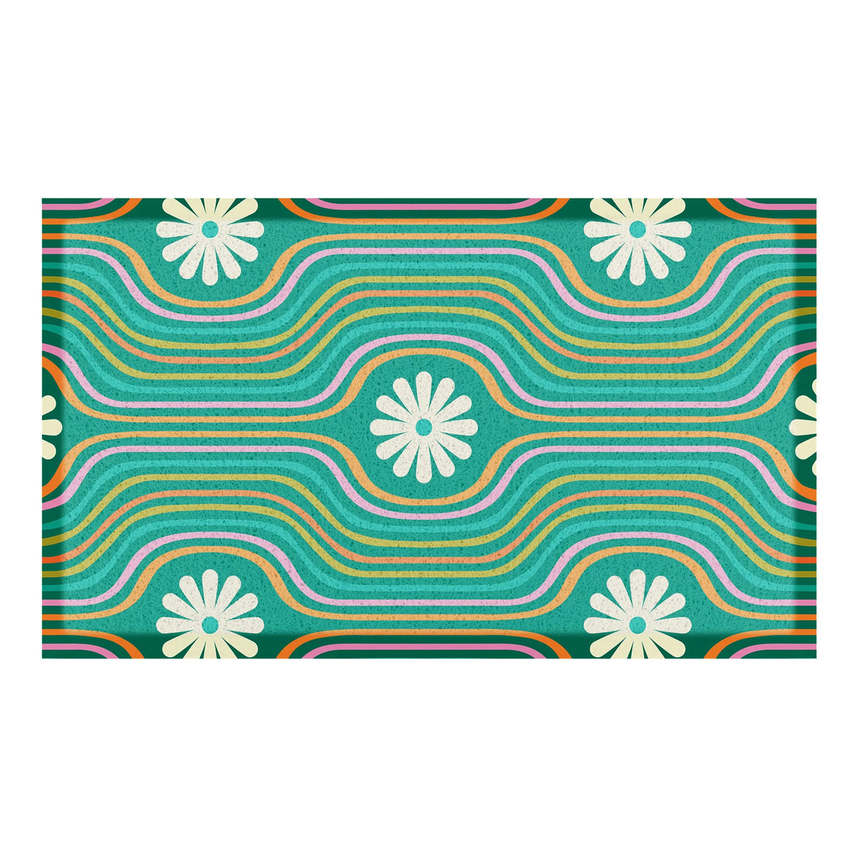 Elizabeth Olwen Flower Lines Green Indoor/Outdoor Doormat (70x40cm)
