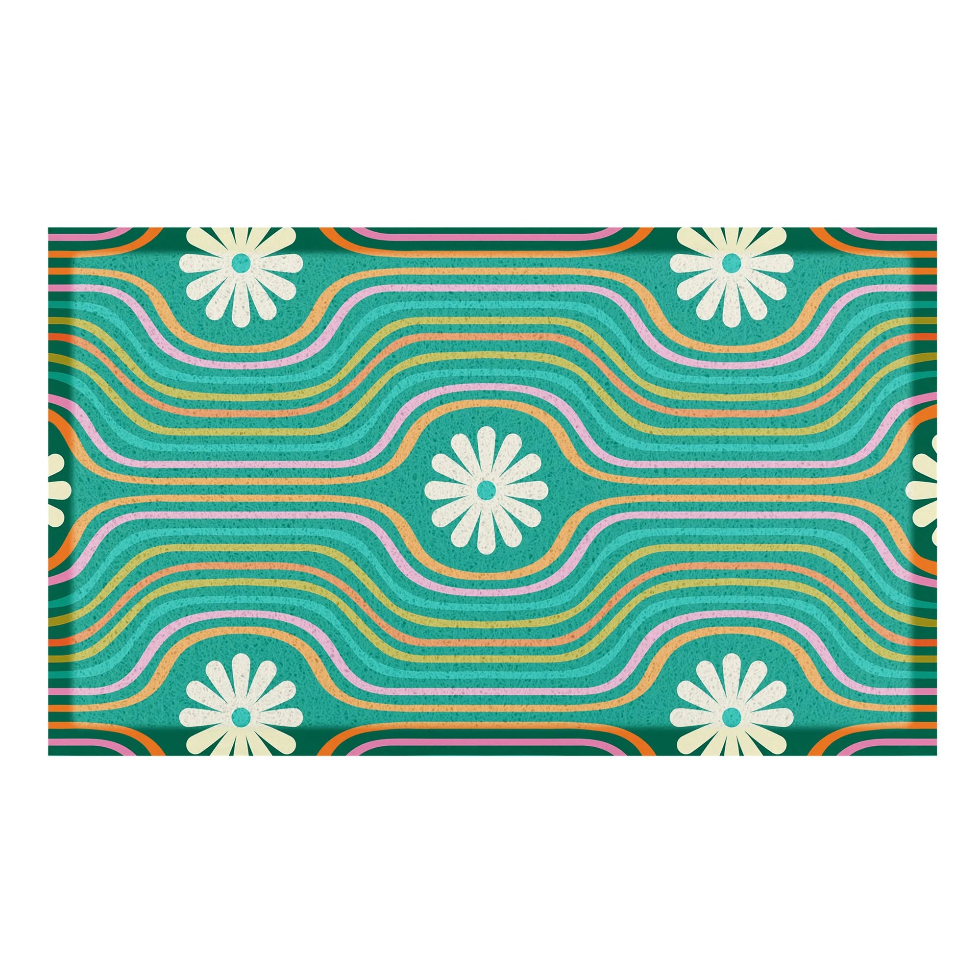 Elizabeth Olwen Flower Lines Green Indoor/Outdoor Doormat (70x40cm)