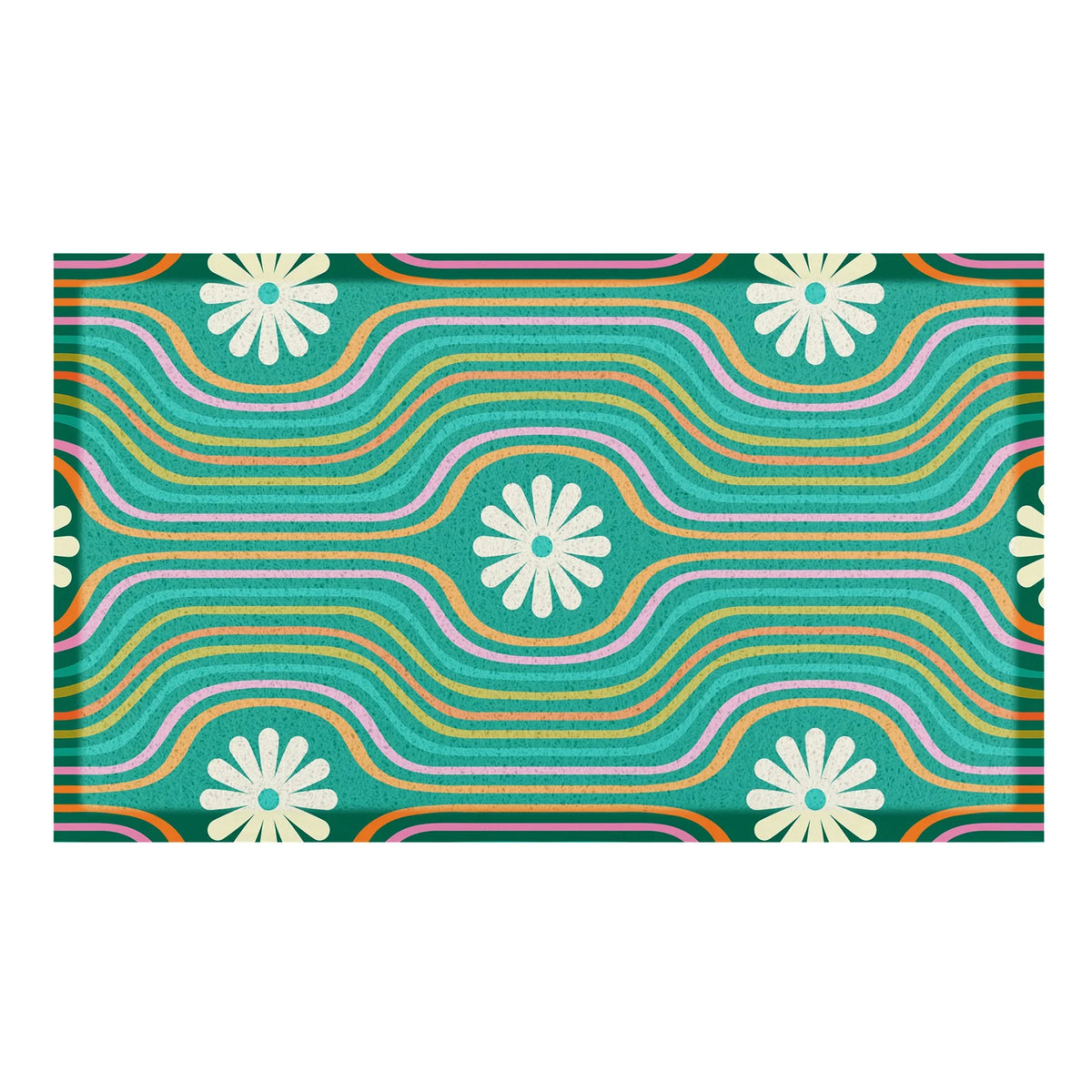 Elizabeth Olwen Flower Lines Green Indoor/Outdoor Doormat