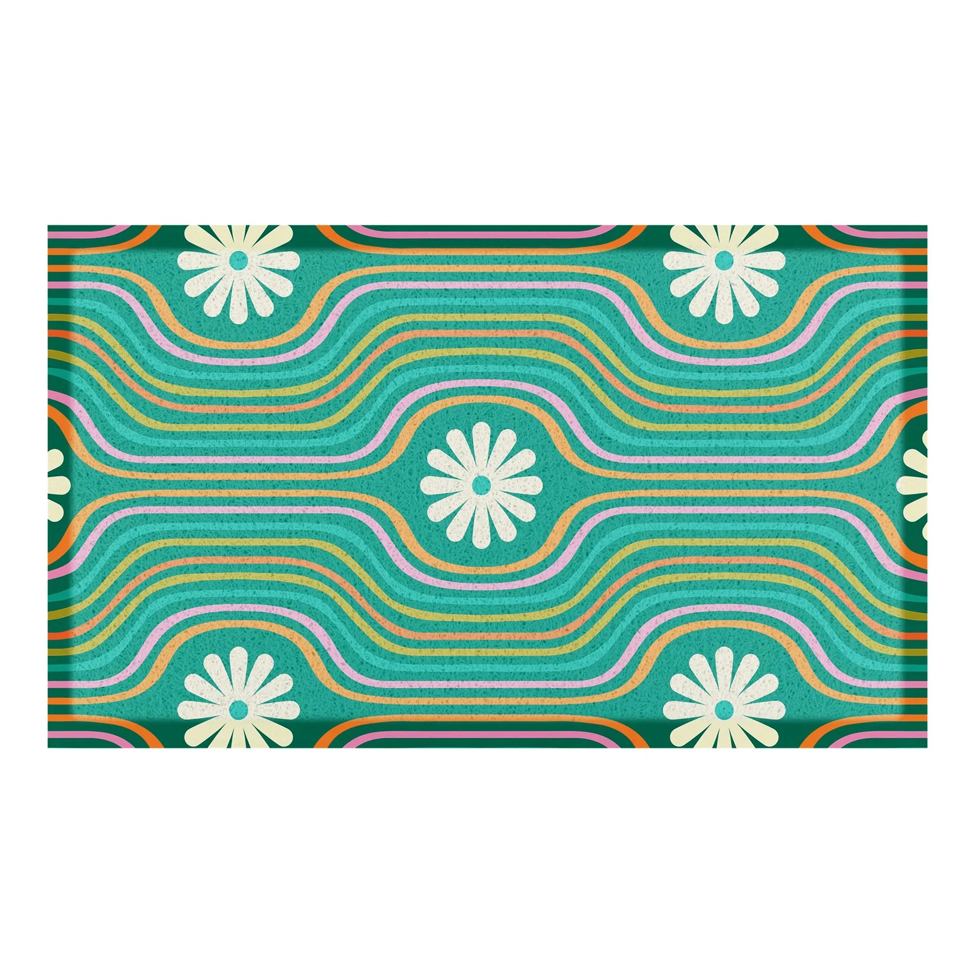 Elizabeth Olwen Flower Lines Green Indoor/Outdoor Doormat