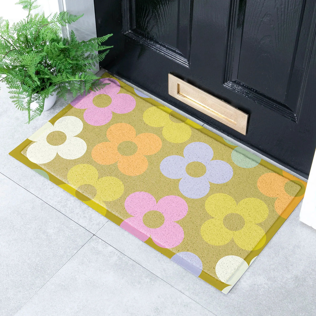 Elizabeth Olwen Petals on Pistachio Indoor/Outdoor Doormat