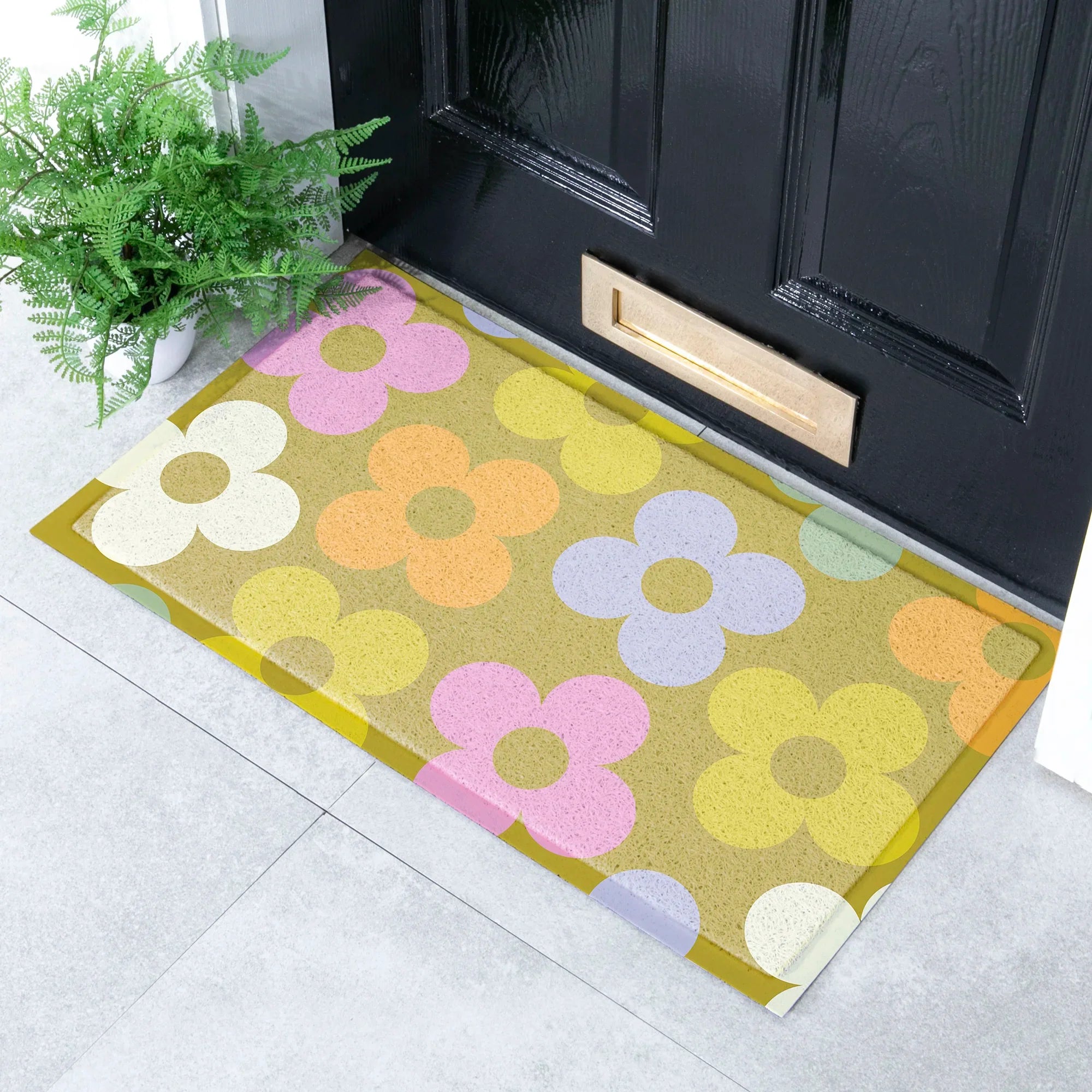 Elizabeth Olwen Petals on Pistachio Indoor/Outdoor Doormat