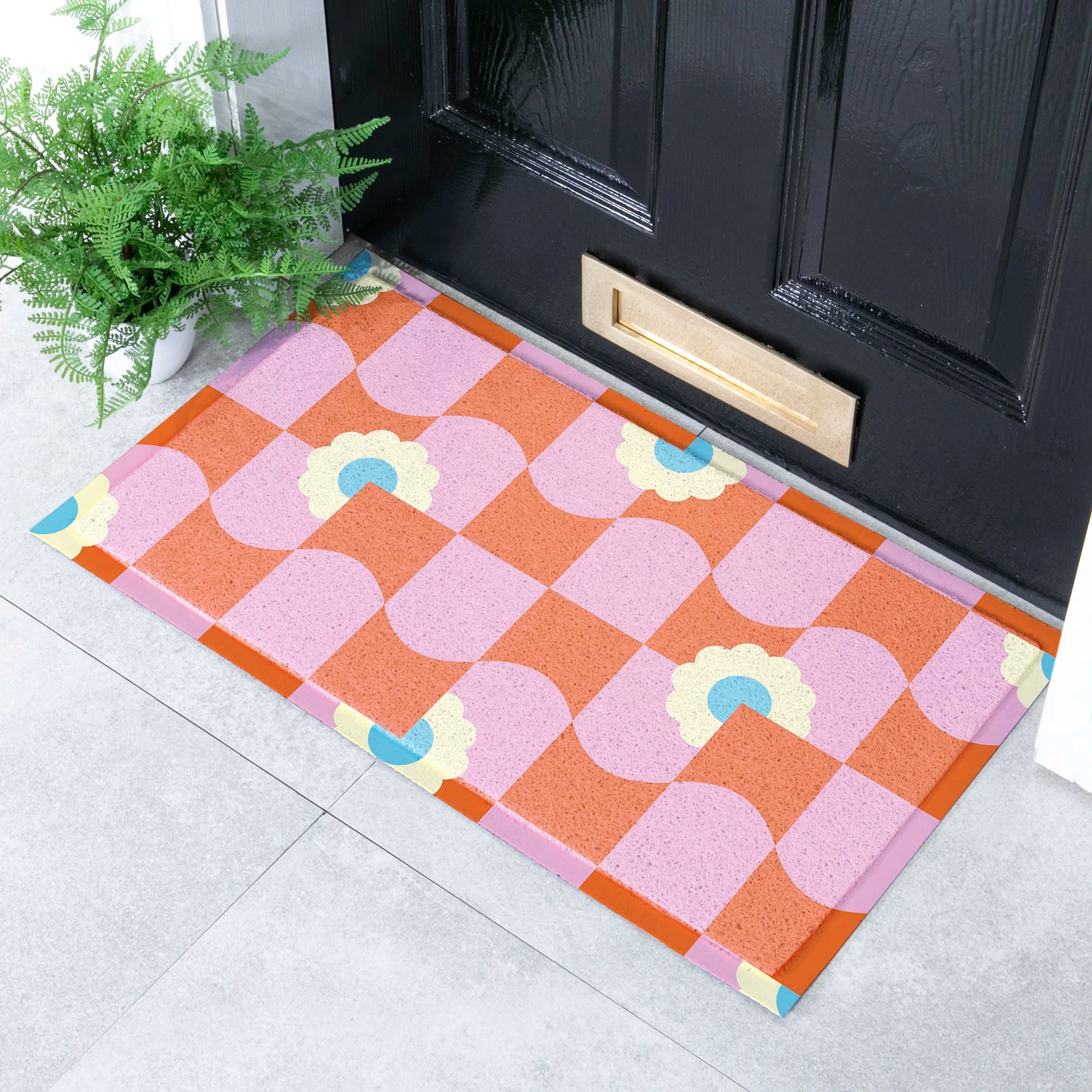Elizabeth Olwen Floral Wave Pattern Indoor/Outdoor Doormat (70x40cm)