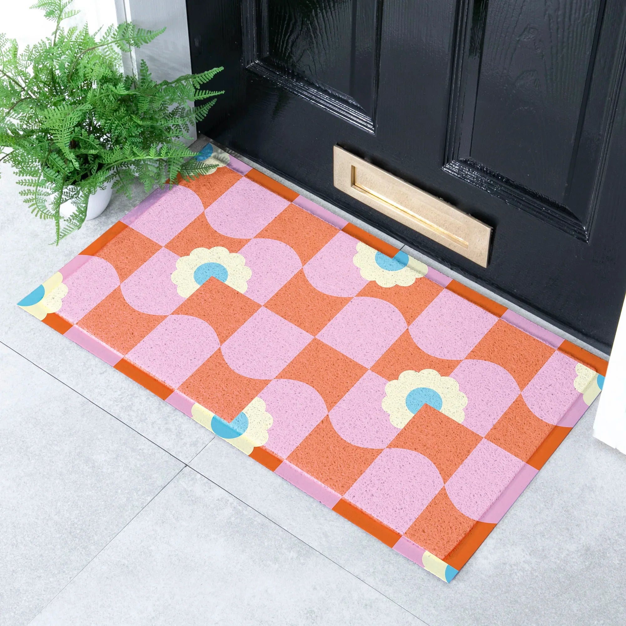 Elizabeth Olwen Floral Wave Pattern Indoor/Outdoor Doormat