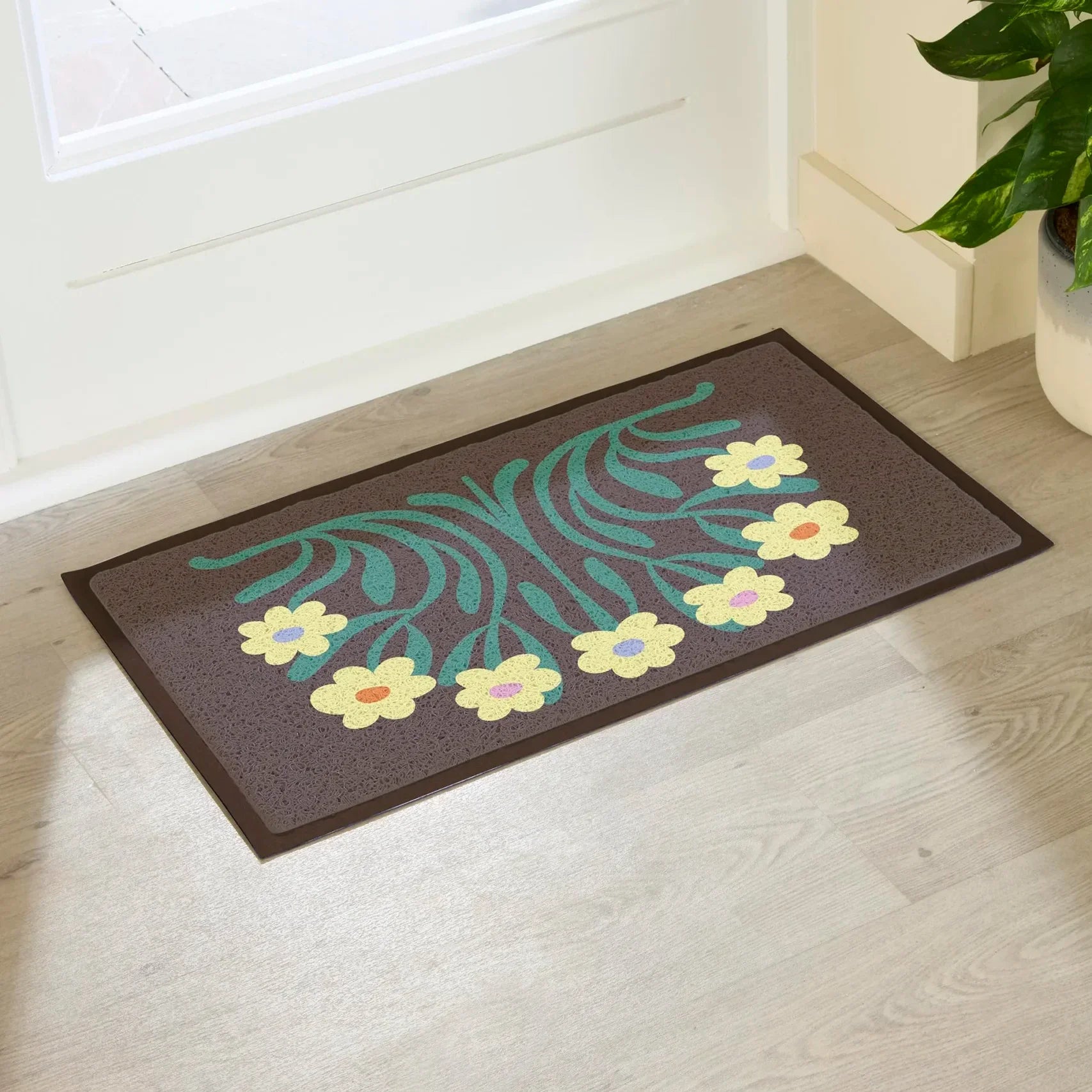 Elizabeth Olwen Yellow Flowers Indoor/Outdoor Doormat
