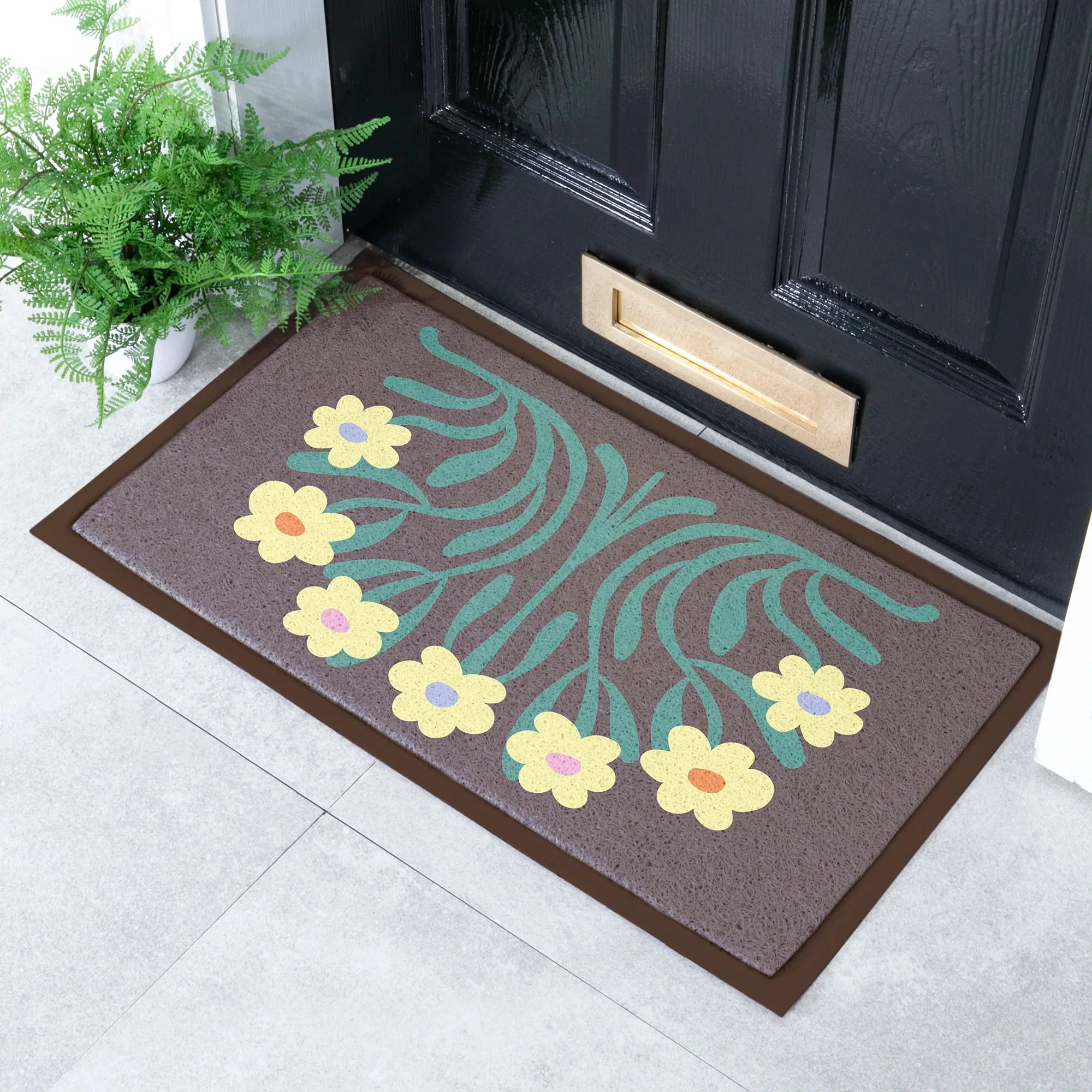 Elizabeth Olwen Yellow Flowers Indoor/Outdoor Doormat