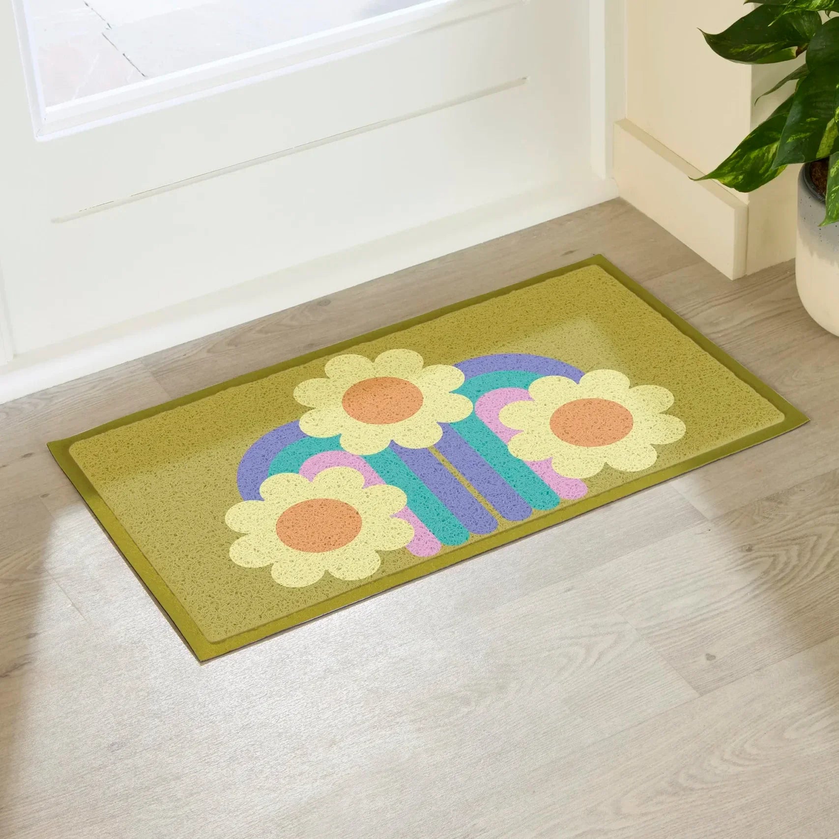 Elizabeth Olwen Three Flowers Indoor/Outdoor Doormat