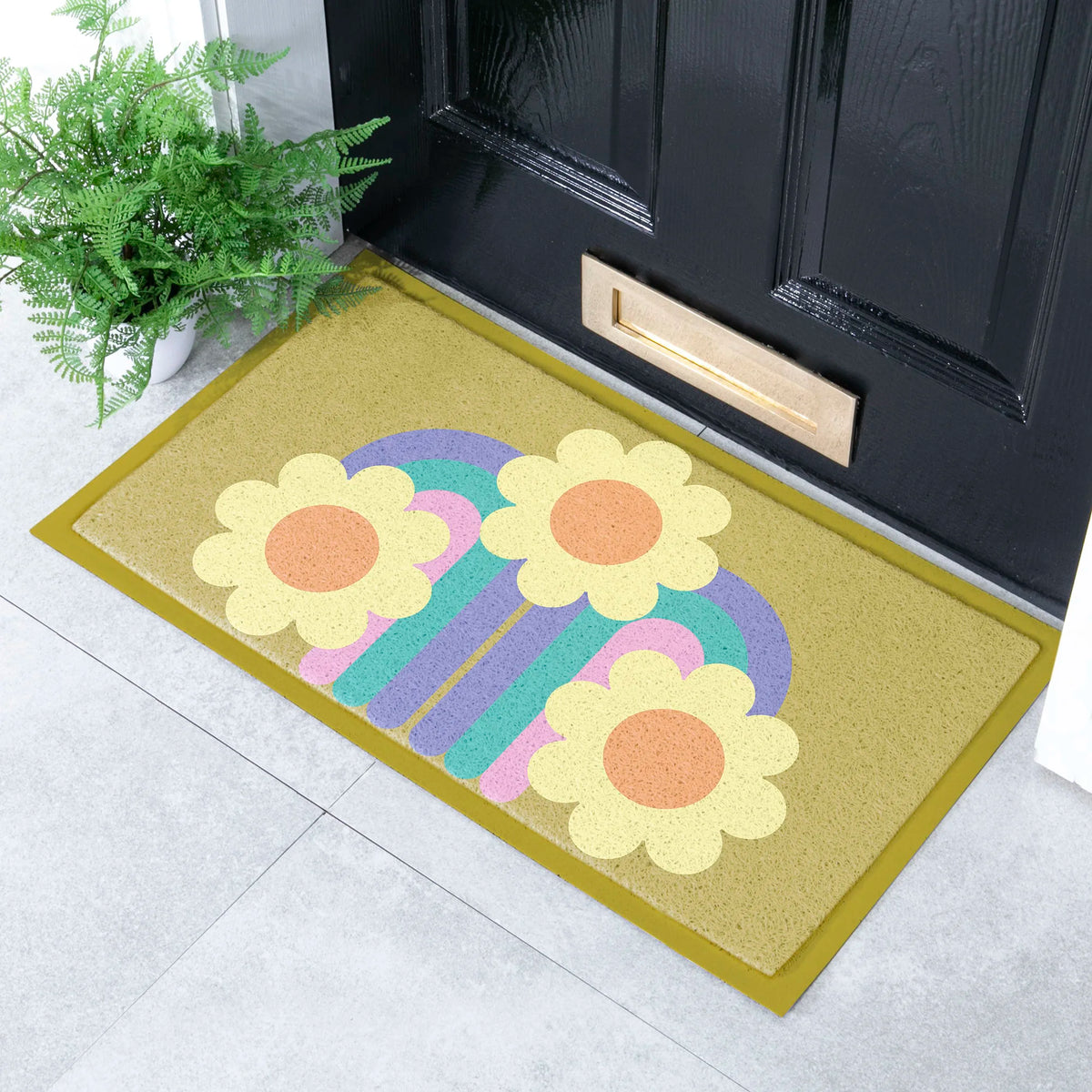 Elizabeth Olwen Three Flowers Indoor/Outdoor Doormat (70x40cm)