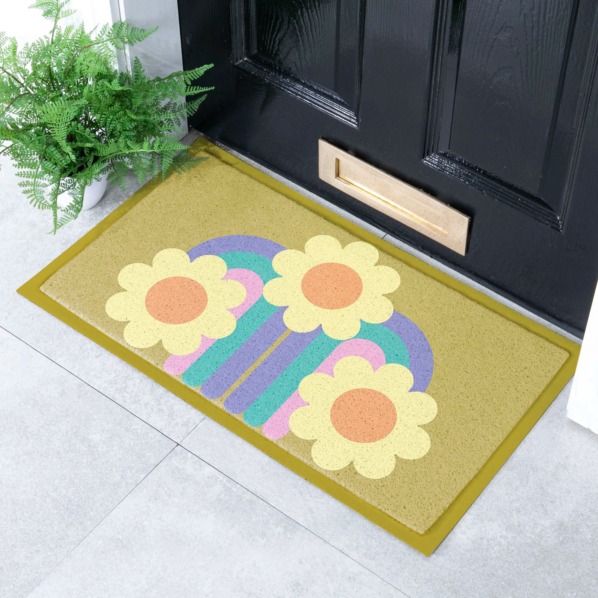 Elizabeth Olwen Three Flowers Indoor/Outdoor Doormat (70x40cm)