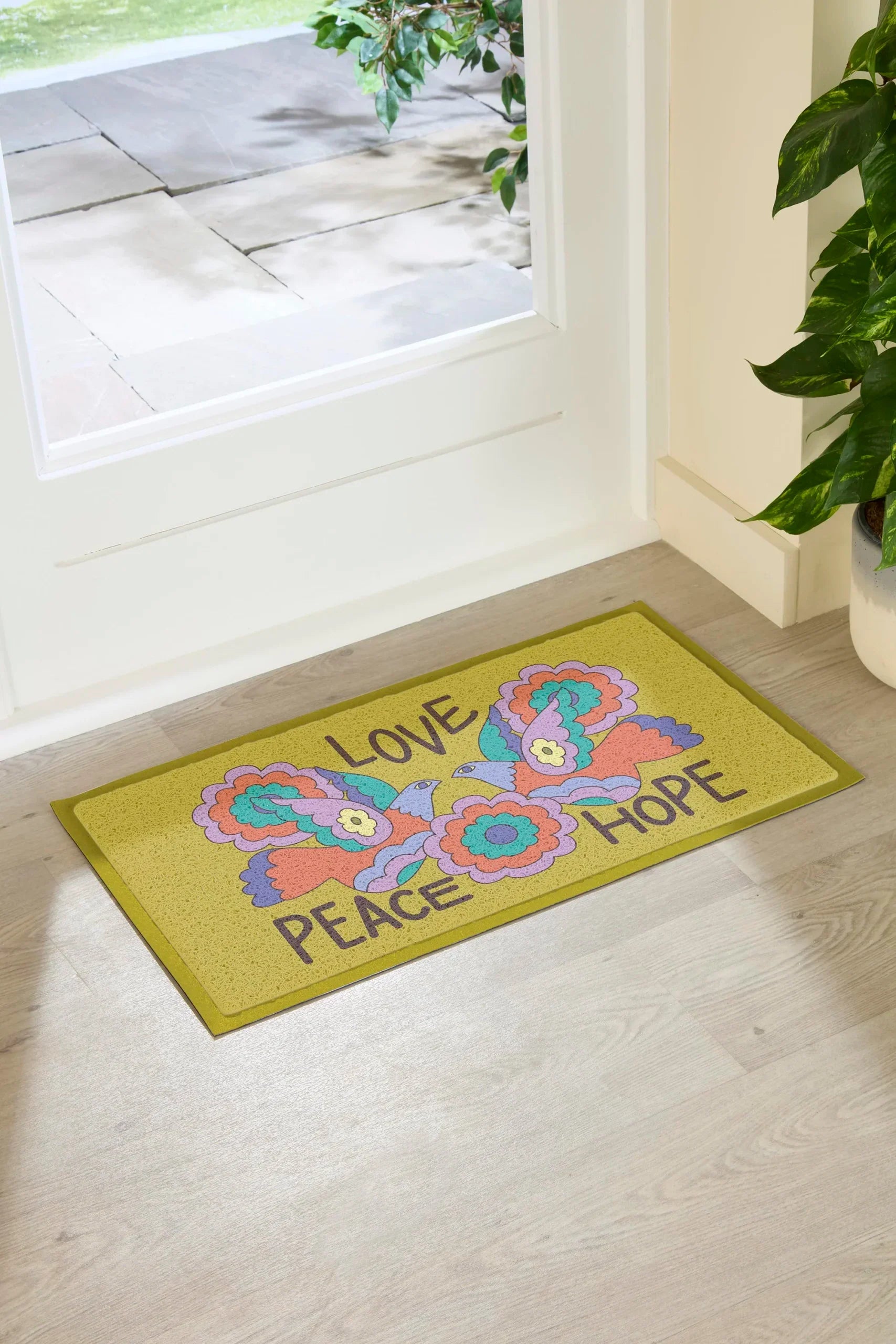 Elizabeth Olwen Love Peace Hope Indoor/Outdoor Doormat