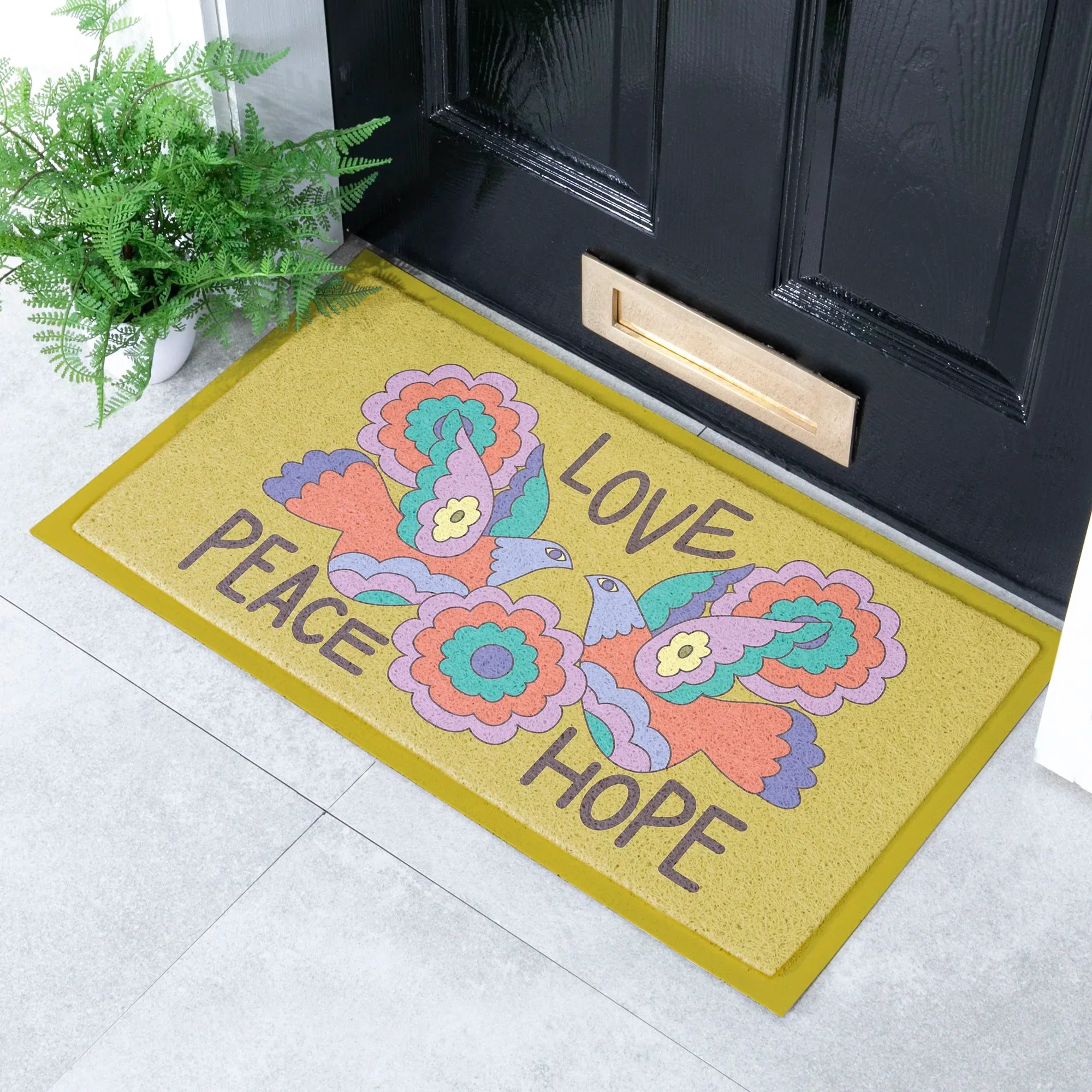 Elizabeth Olwen Love Peace Hope Indoor/Outdoor Doormat