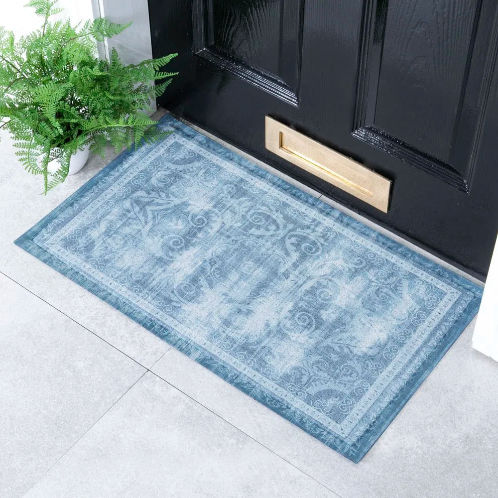 Faded Blue Persian Style Indoor & Outdoor Doormat