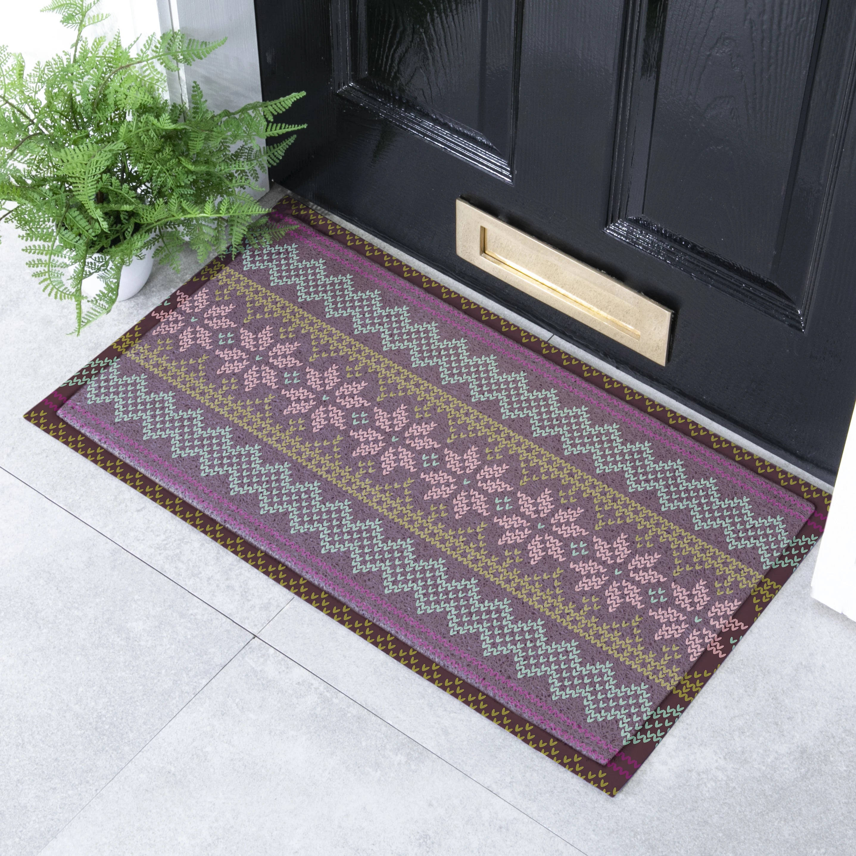 Fair Isle Purple Patterned Doormat (70x40cm)