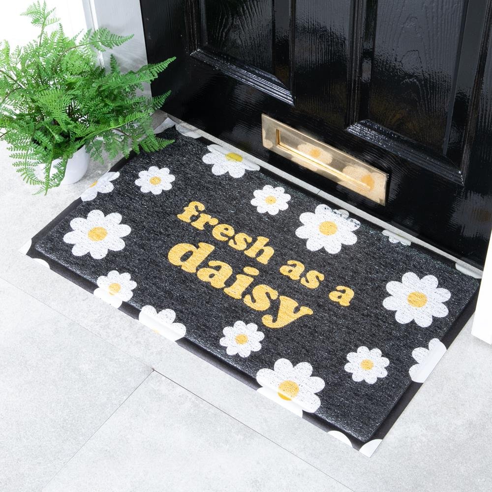 Black Fresh As A Daisy Doormat