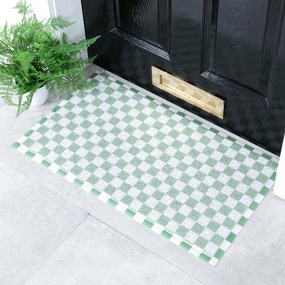 Green Checkerboard Doormat