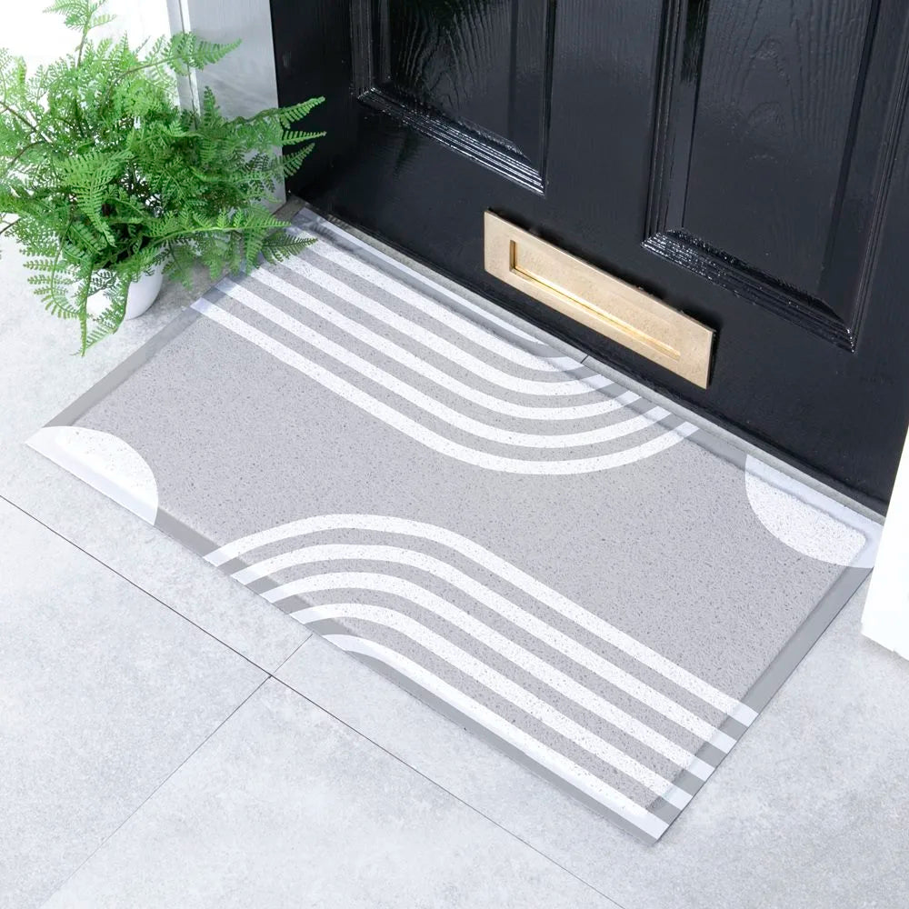 Gray Abstract Lines Indoor & Outdoor Doormat